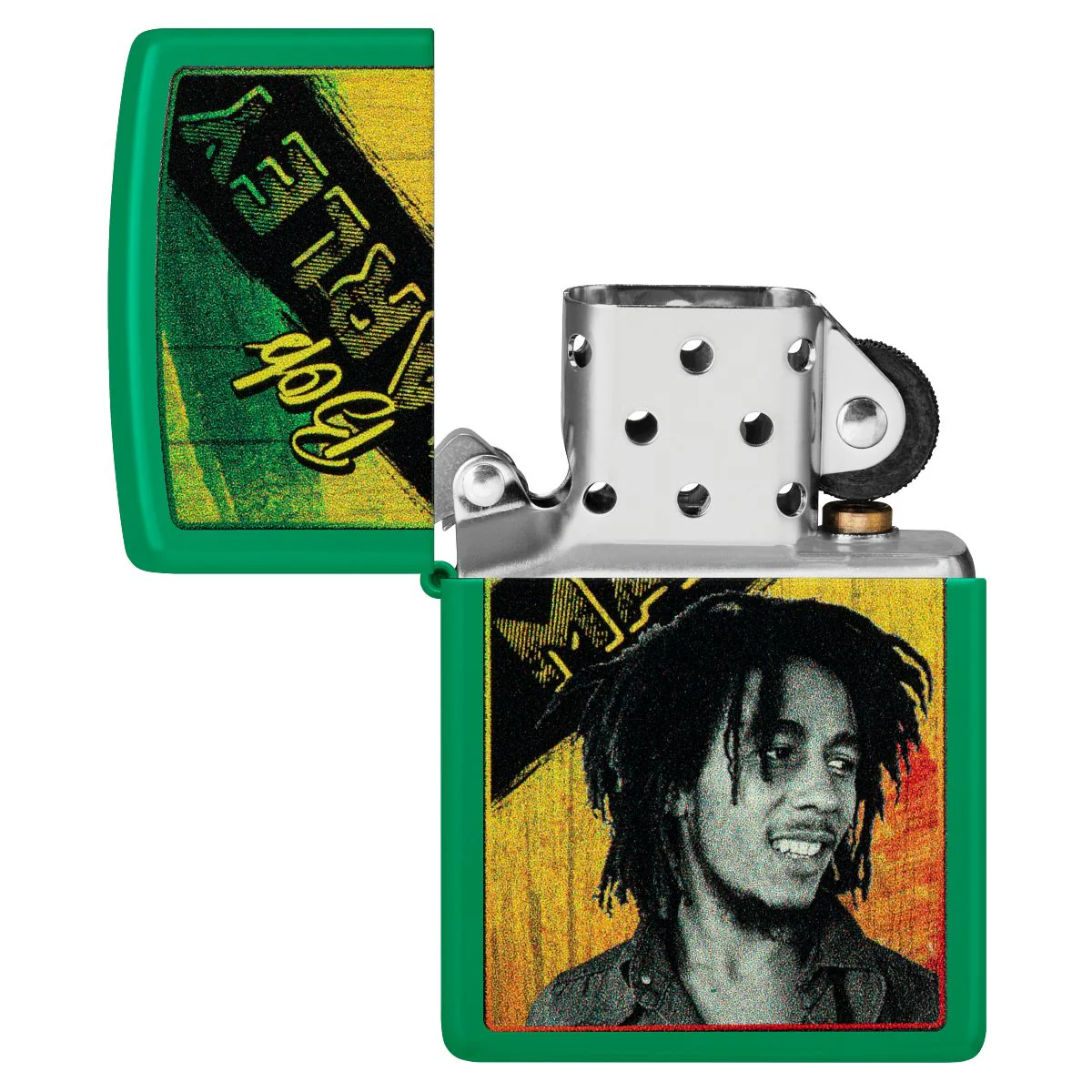 Zippo Lighter: Bob Marley - Grass Green Matte 46152 - Image 4