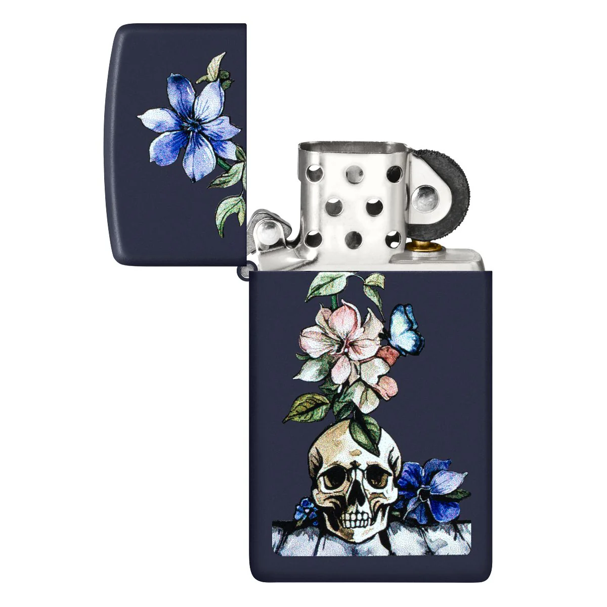 Zippo Lighter: Bone Bouquet - Navy Matte 46813 - Image 4