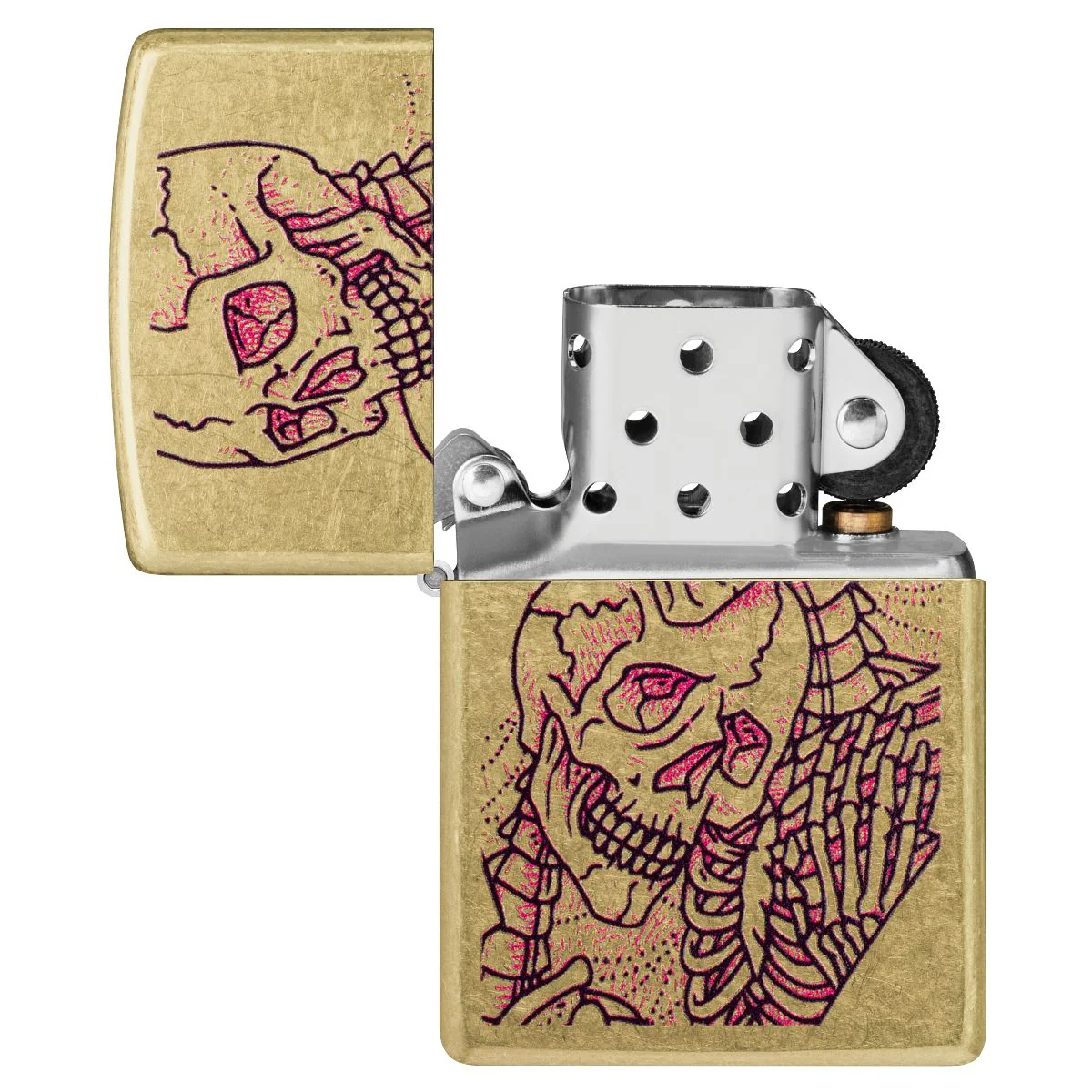 Zippo Lighter: Bony Embrace Design - Street Brass 47149 - Image 4