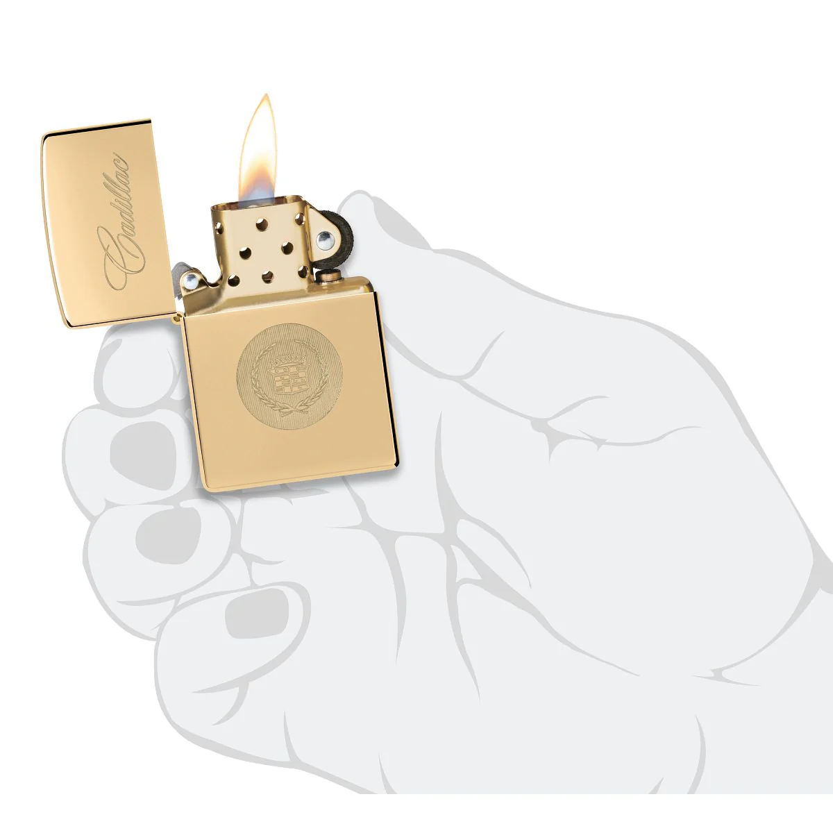 Zippo Lighter: Cadillac Crest - High Polish Brass 46784 - Image 5