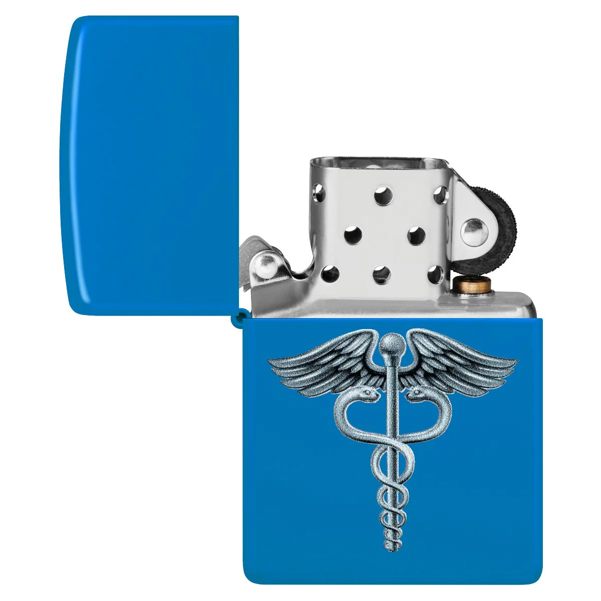 Zippo Lighter: Caduceus Symbol - Sky Blue Matte 46671 - Image 4