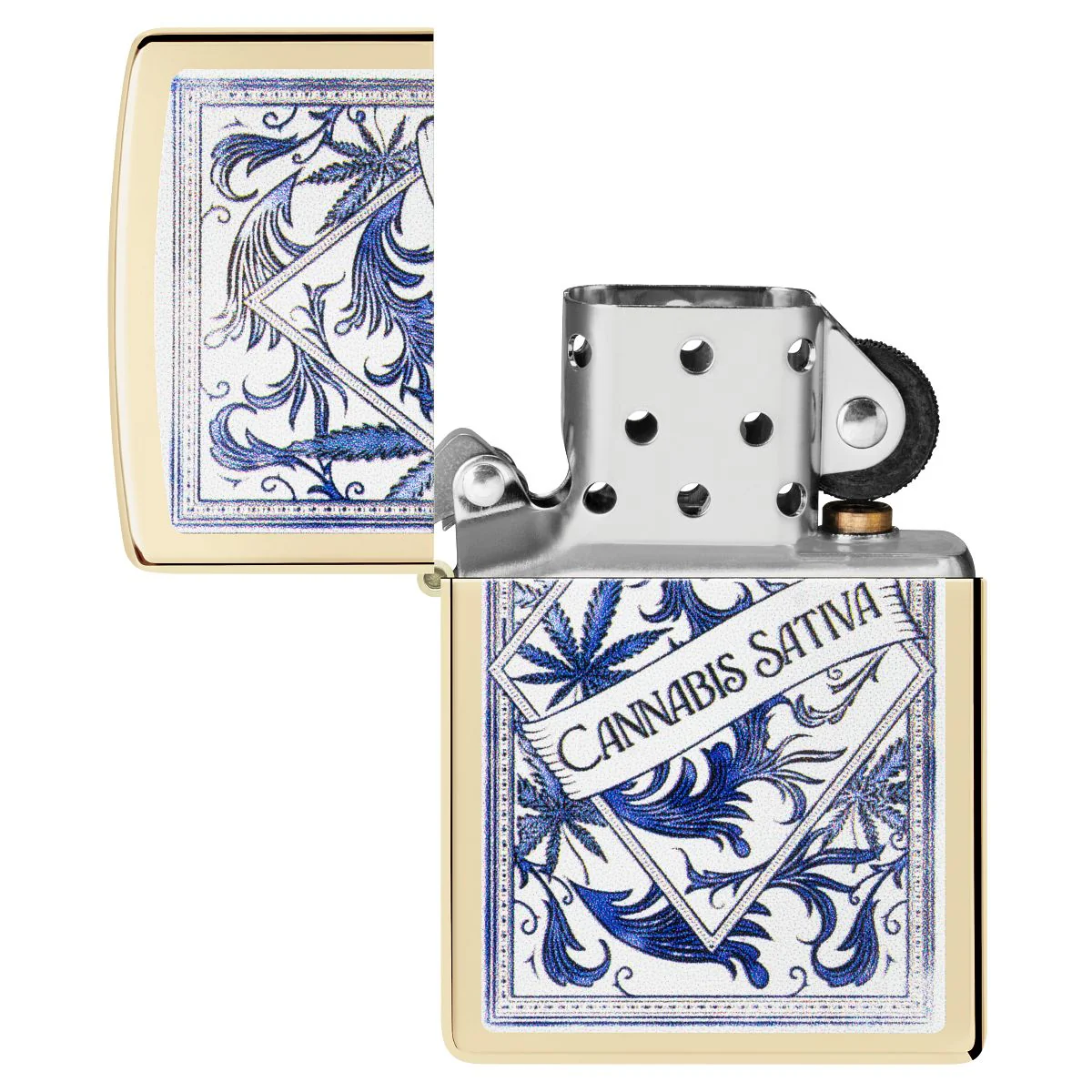 Zippo Lighter: Cannabis, Sativa Serenity Design - Champagne 47153 - Image 4