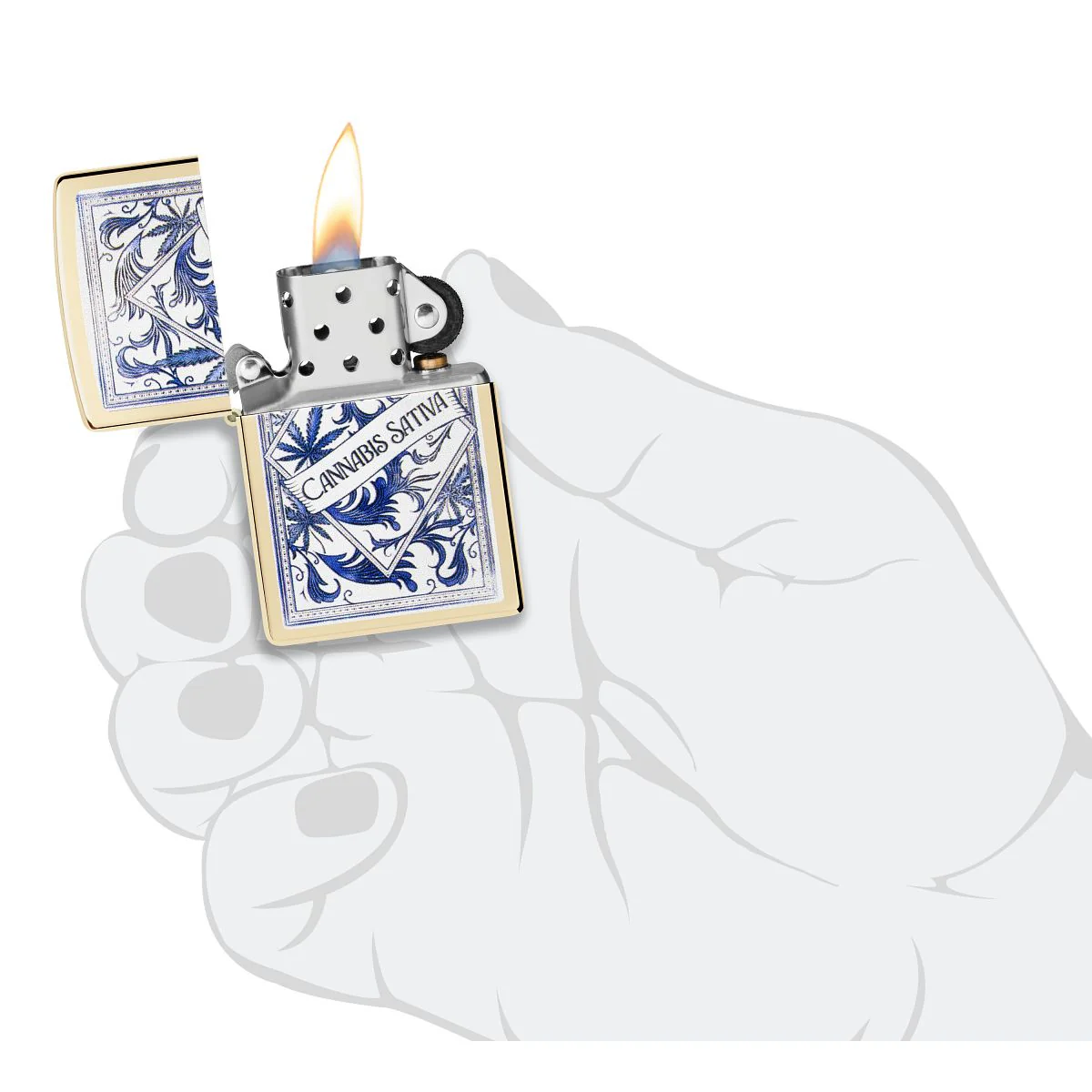 Zippo Lighter: Cannabis, Sativa Serenity Design - Champagne 47153 - Image 5