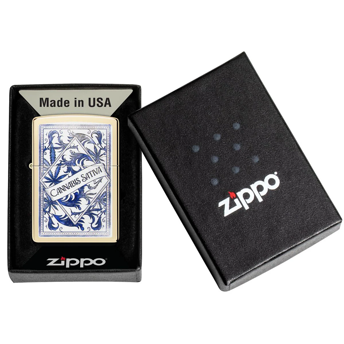 Zippo Lighter: Cannabis, Sativa Serenity Design - Champagne 47153 - Image 6