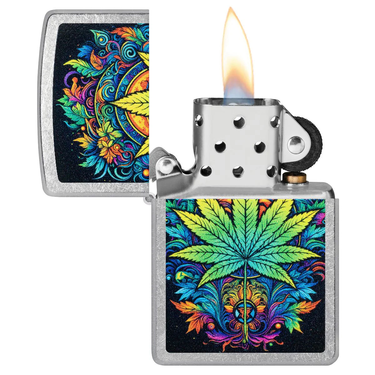 Zippo Lighter: Captivating Weed Leaf - Street Chrome 46575 - Image 3