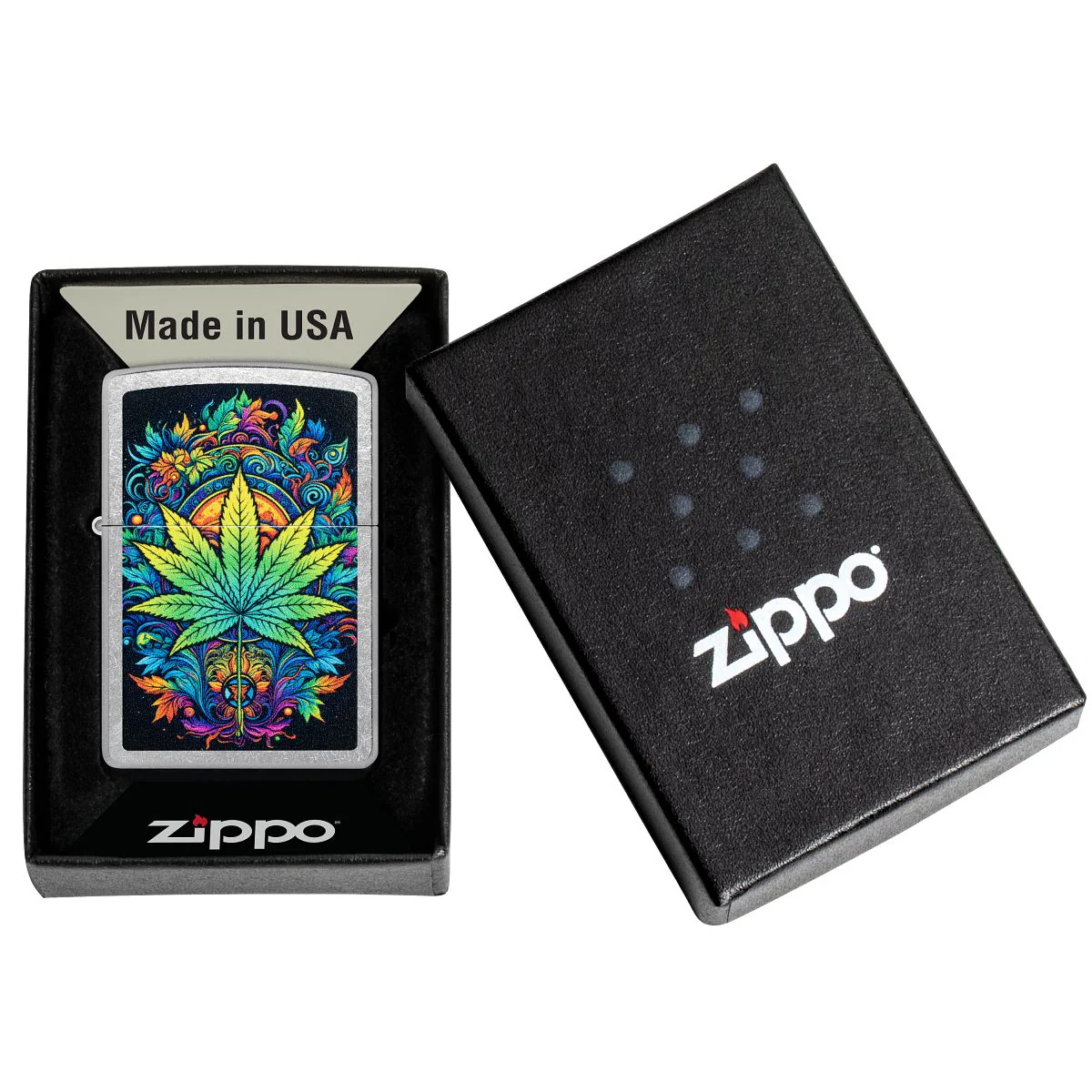 Zippo Lighter: Captivating Weed Leaf - Street Chrome 46575 - Image 6