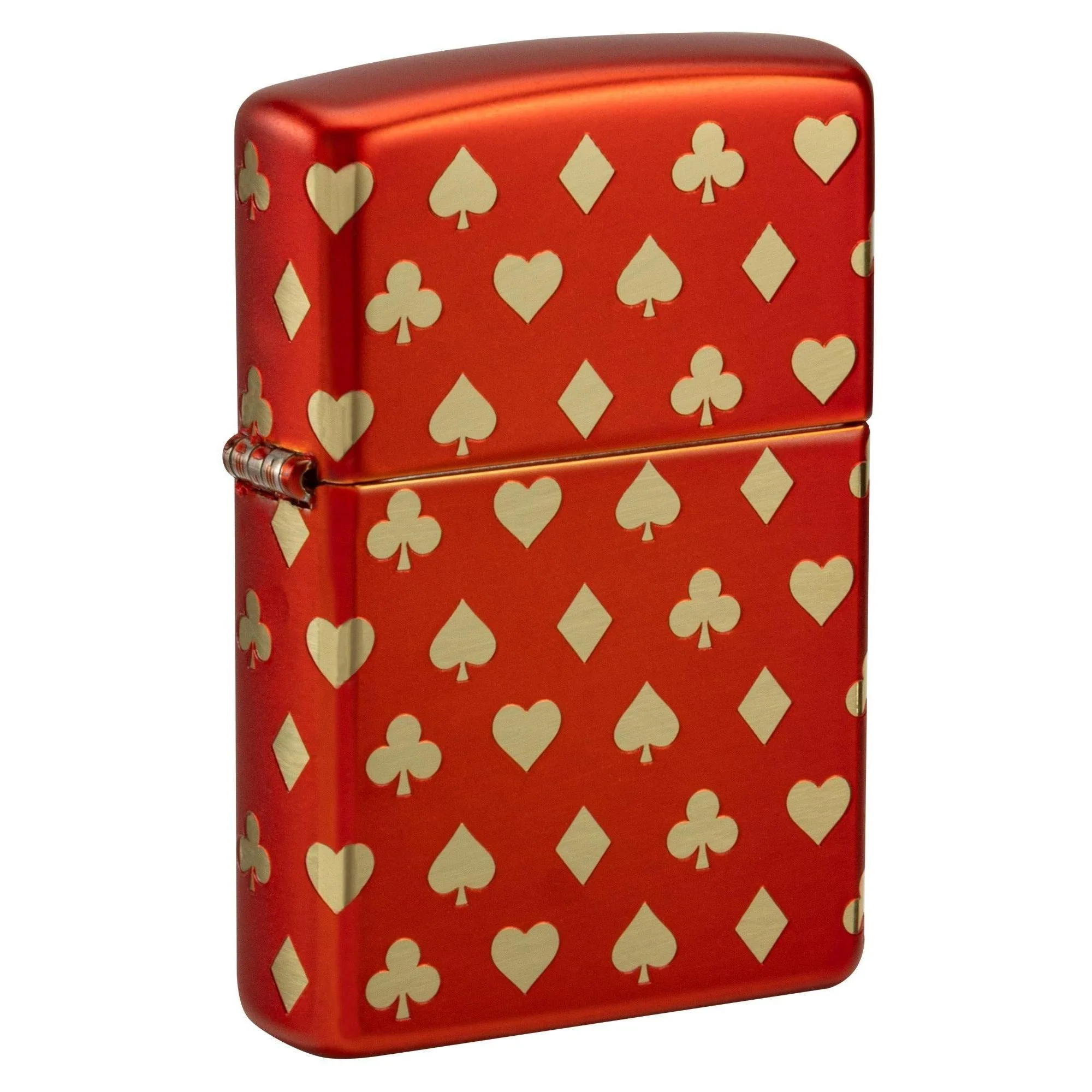Zippo Lighter: Card Suits, 360 Laser Engraved - Metallic Red 81708