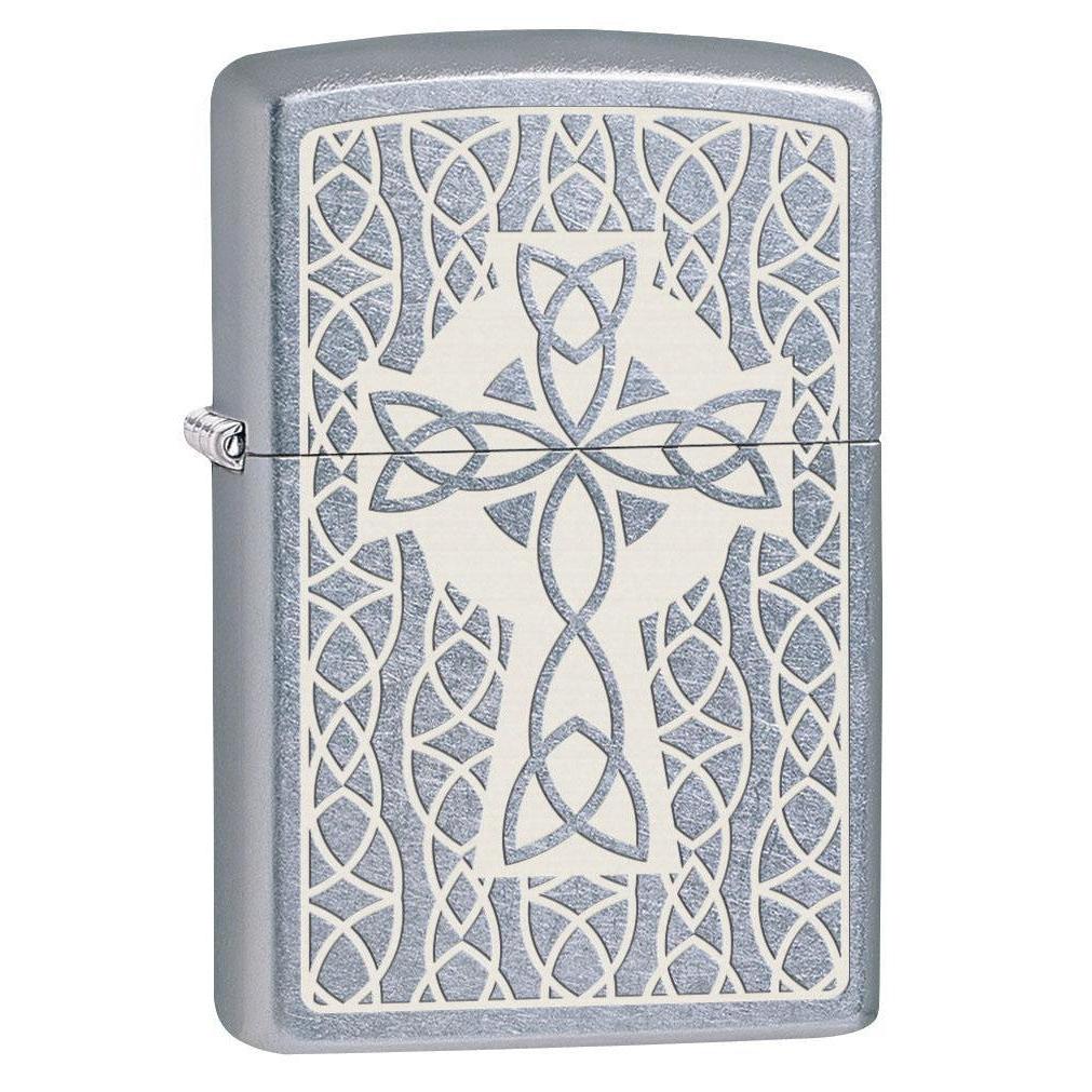 Zippo Lighter: Celtic Cross Engraved - Street Chrome 80634