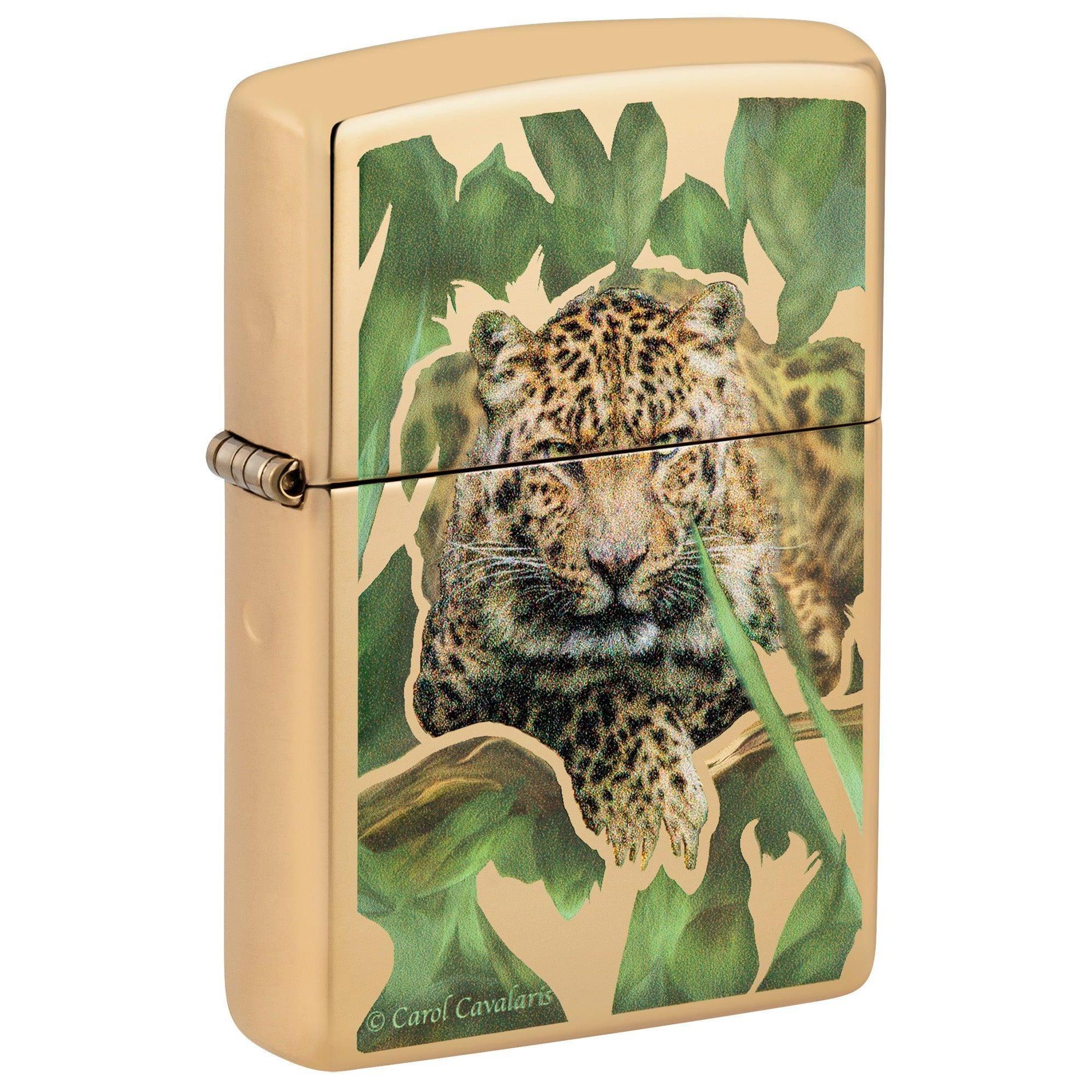 Zippo Lighter: Cheetah by Carol Cavalaris - High Polish Brass 81507