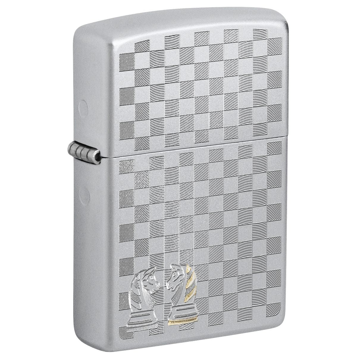 Zippo Lighter: Chess Design, Engraved - Satin Chrome 46909