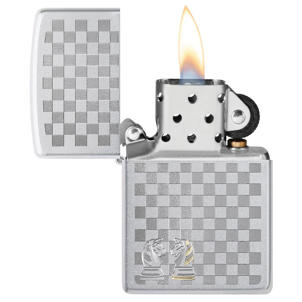 Zippo Lighter: Chess Design, Engraved - Satin Chrome 46909 - Image 3