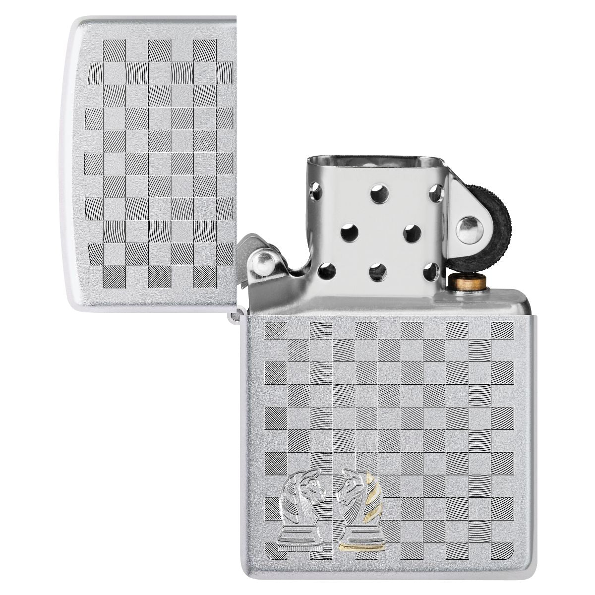 Zippo Lighter: Chess Design, Engraved - Satin Chrome 46909 - Image 4