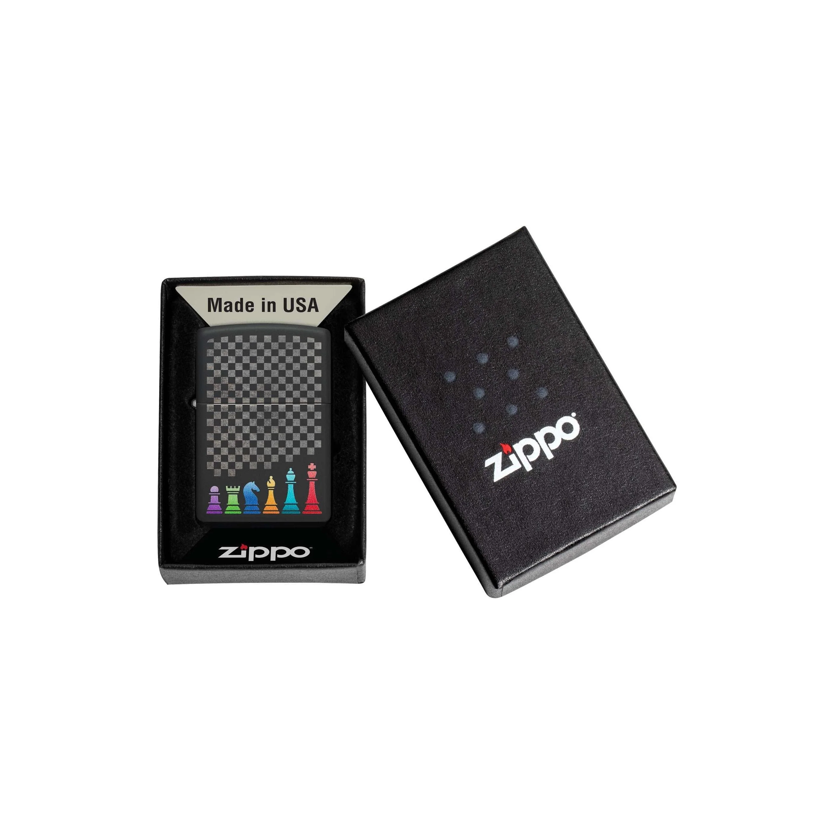 Zippo Lighter: Chess Pieces - Black Matte 48662 - Image 2
