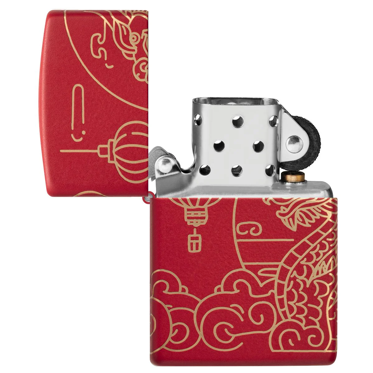 Zippo Lighter: Chinese New Year, Laser 360 - Red Matte 47146 - Image 8