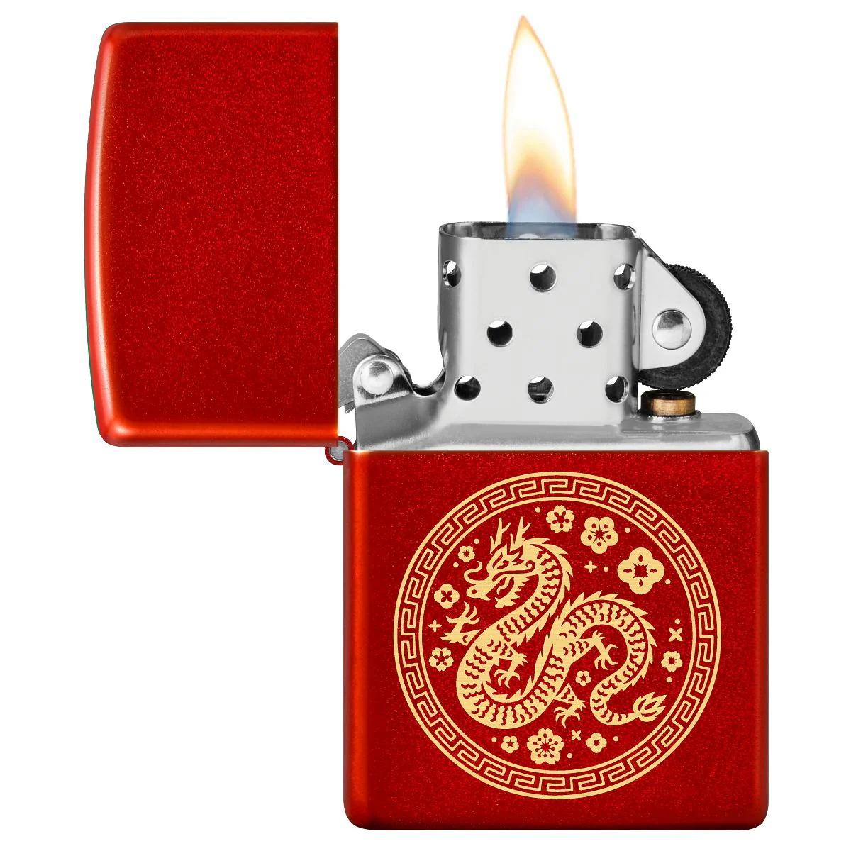 Zippo Lighter: Chinese Year of the Dragon, Engraved - Metallic Red 46098 - Image 3