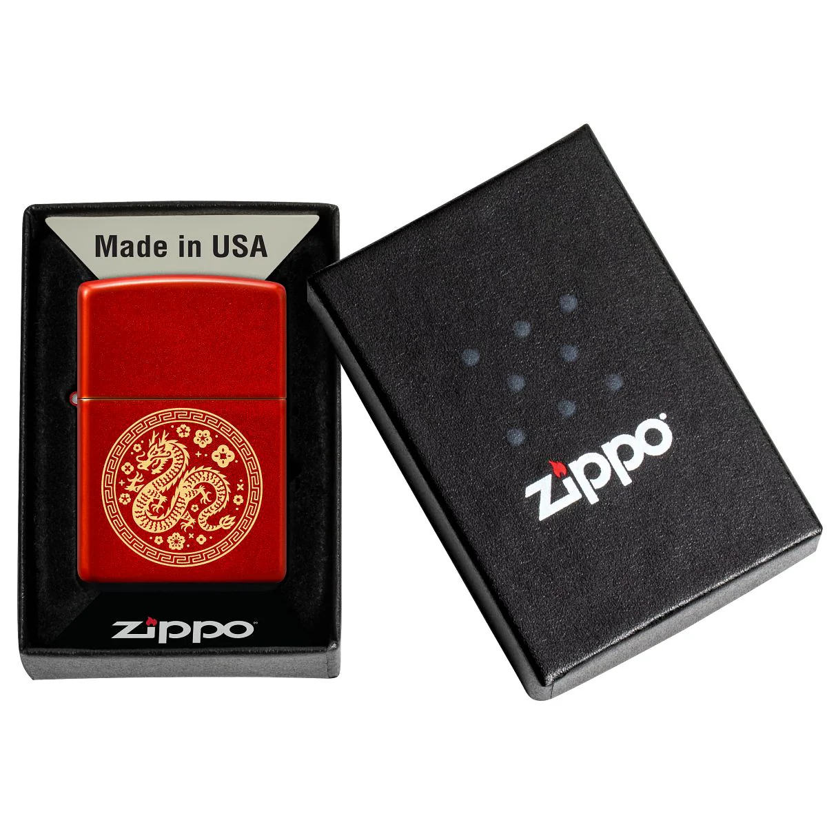 Zippo Lighter: Chinese Year of the Dragon, Engraved - Metallic Red 46098 - Image 6