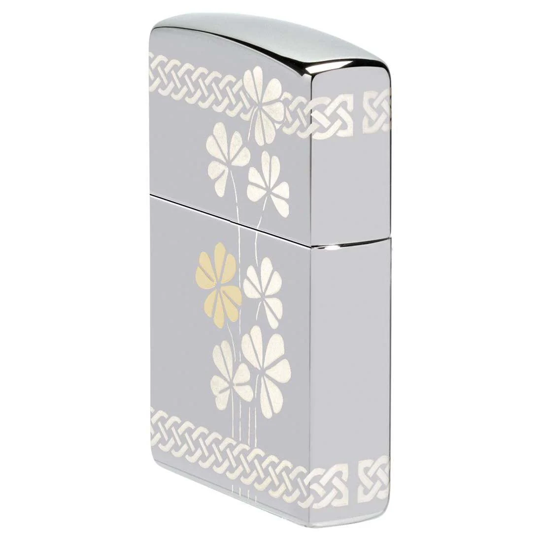 Zippo Lighter: Clover Design, Laser 360 - High Polish Chrome 48586 - Image 3