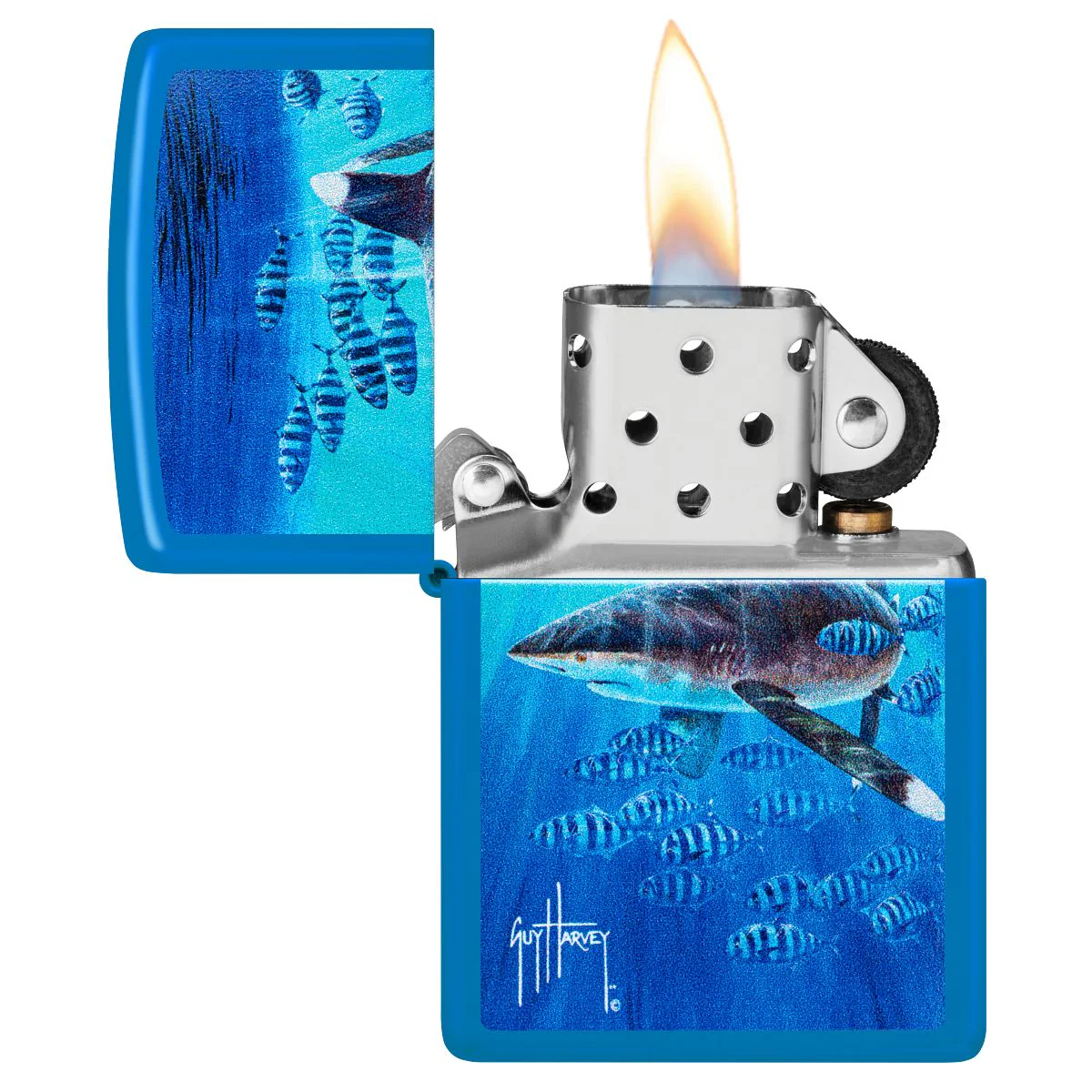 Zippo Lighter: Co-Pilot Guy Harvey - Sky Blue Matte 47104 - Image 3