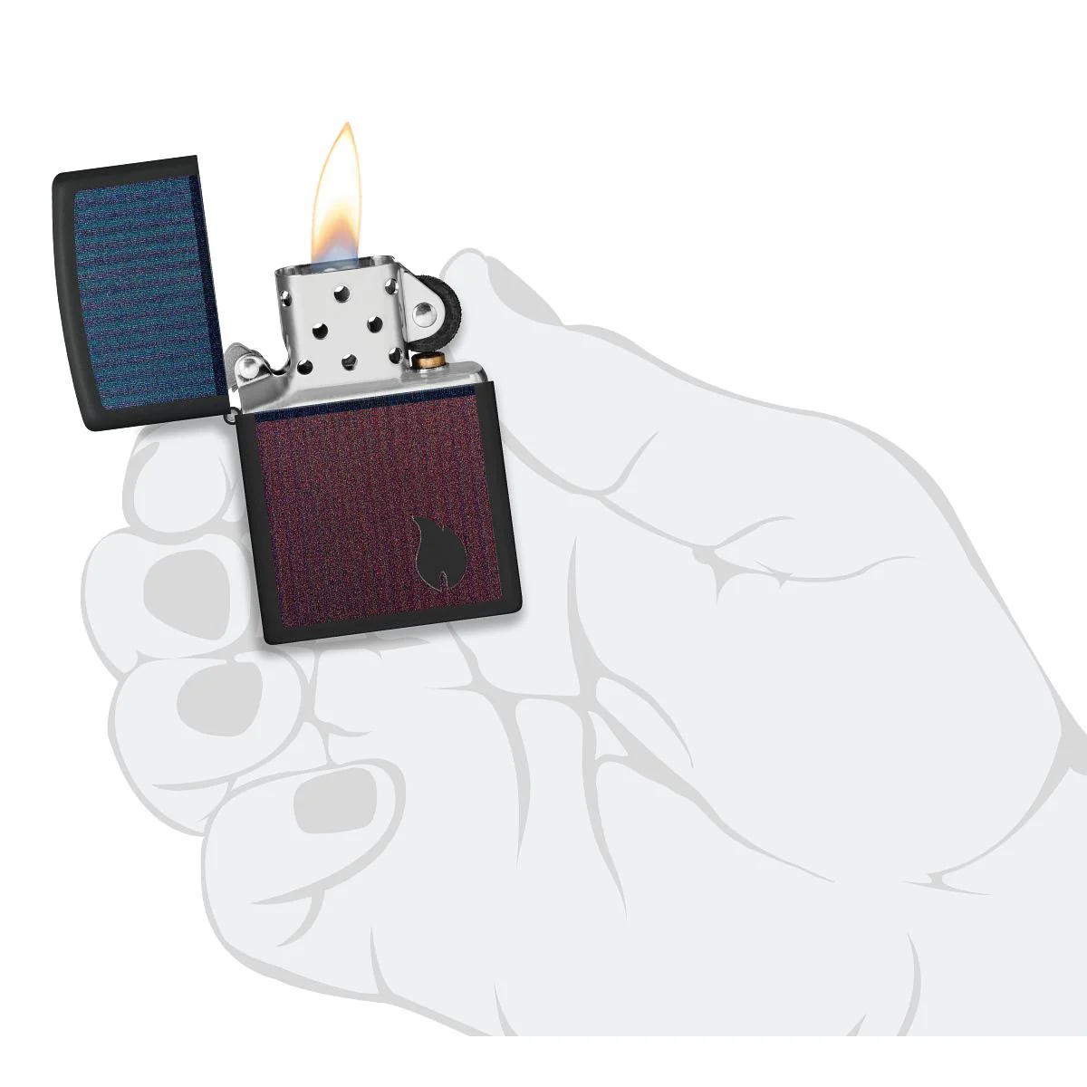 Zippo Lighter: Color Block Flame Design - Black Matte 46476 - Image 5
