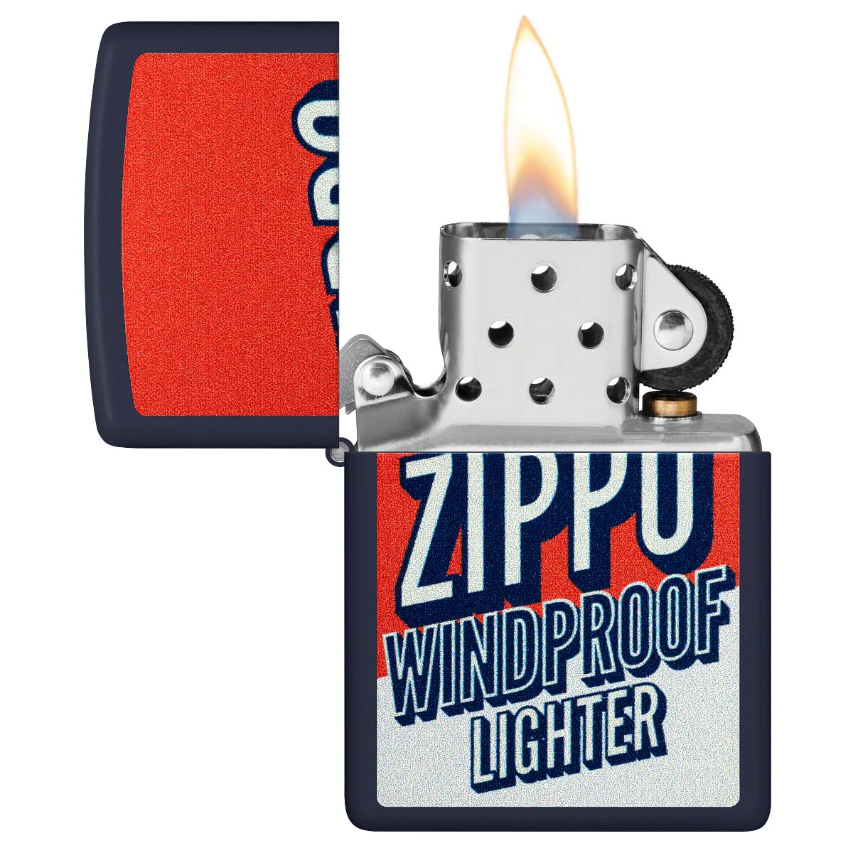 Zippo Lighter: Color Block Zippo Design - Navy Matte 46486 - Image 3