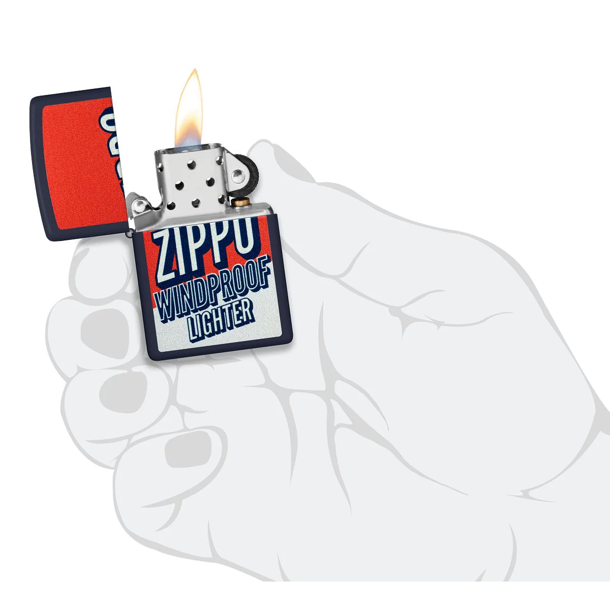 Zippo Lighter: Color Block Zippo Design - Navy Matte 46486 - Image 5
