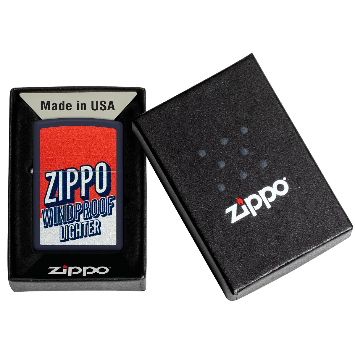 Zippo Lighter: Color Block Zippo Design - Navy Matte 46486 - Image 6