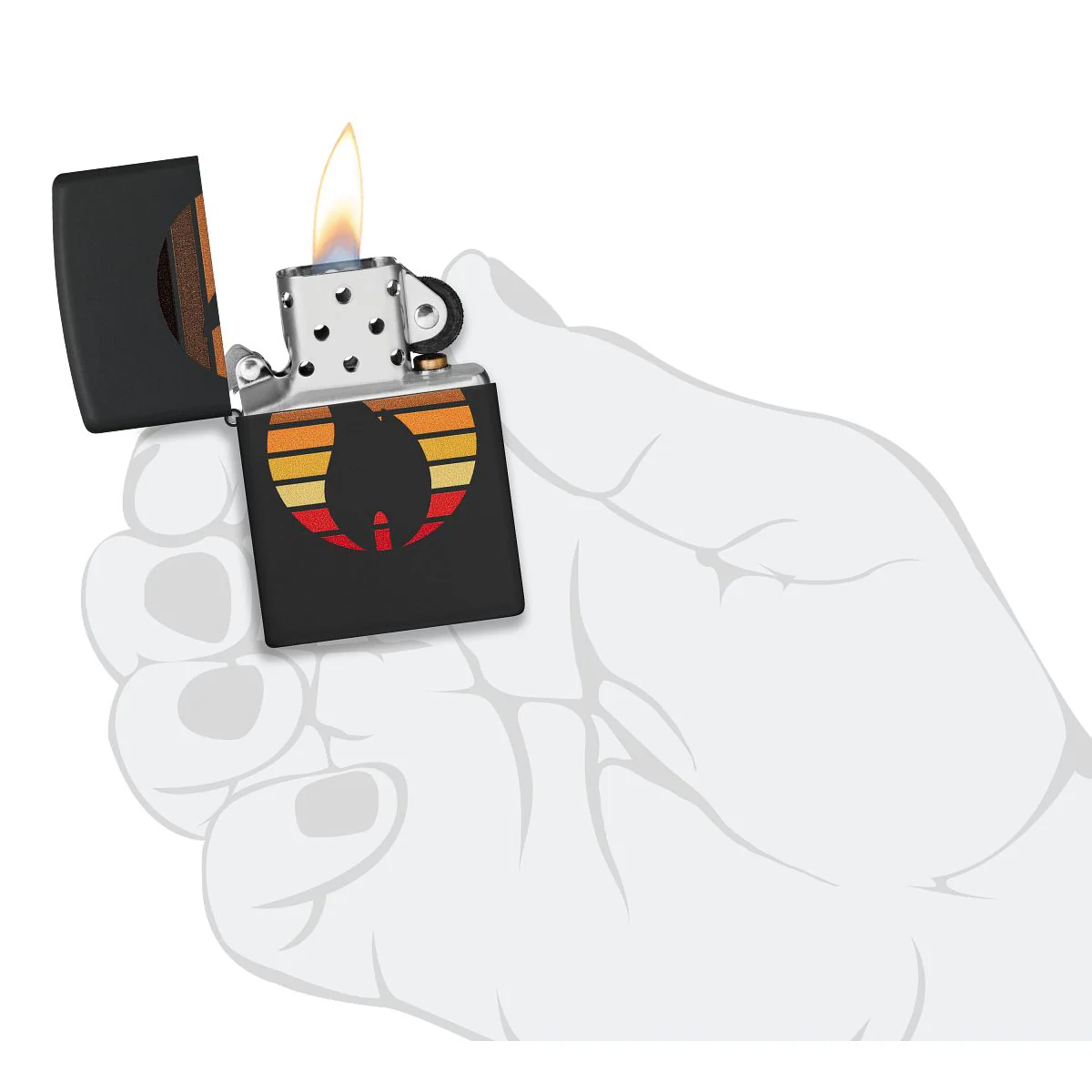 Zippo Lighter: Color Block Zippo Flame - Black Matte 46168 - Image 5