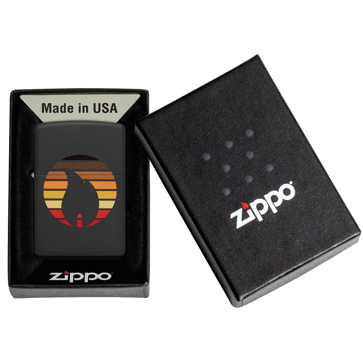 Zippo Lighter: Color Block Zippo Flame - Black Matte 46168 - Image 6