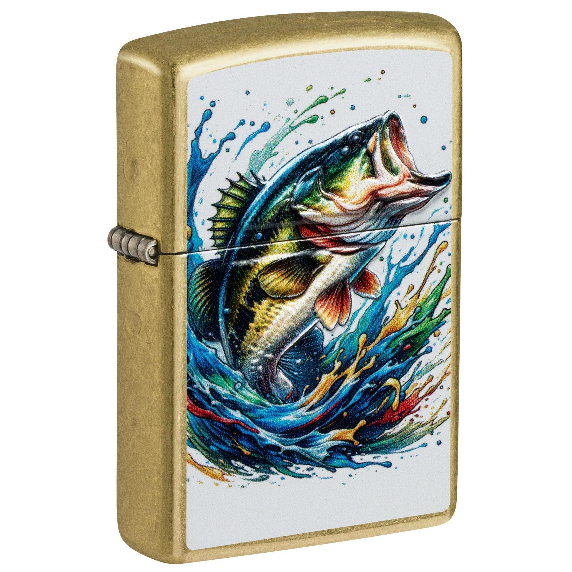 Zippo Lighter: Colorful Bass Fish, Texture - Street Brass 81701