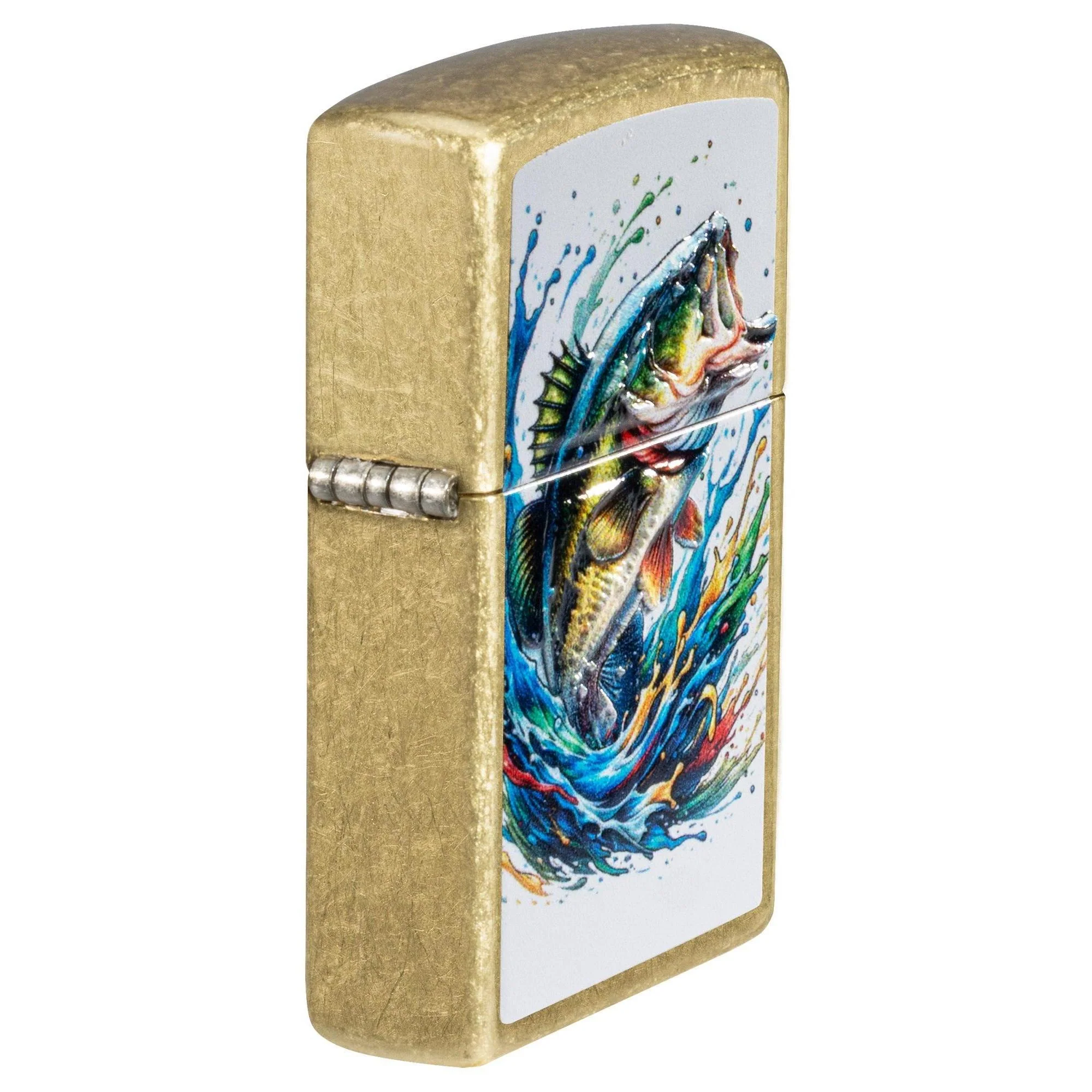 Zippo Lighter: Colorful Bass Fish, Texture - Street Brass 81701 - Image 2