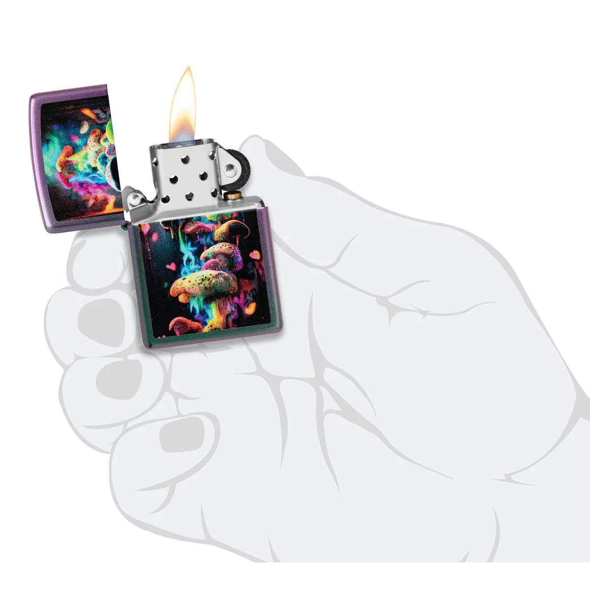 Zippo Lighter: Colorful Mushrooms - Iridescent 48929 - Image 5