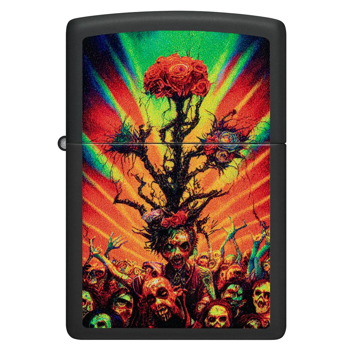 Zippo Lighter: Colorful Zombies Design - Black Matte 48956 - Image 2