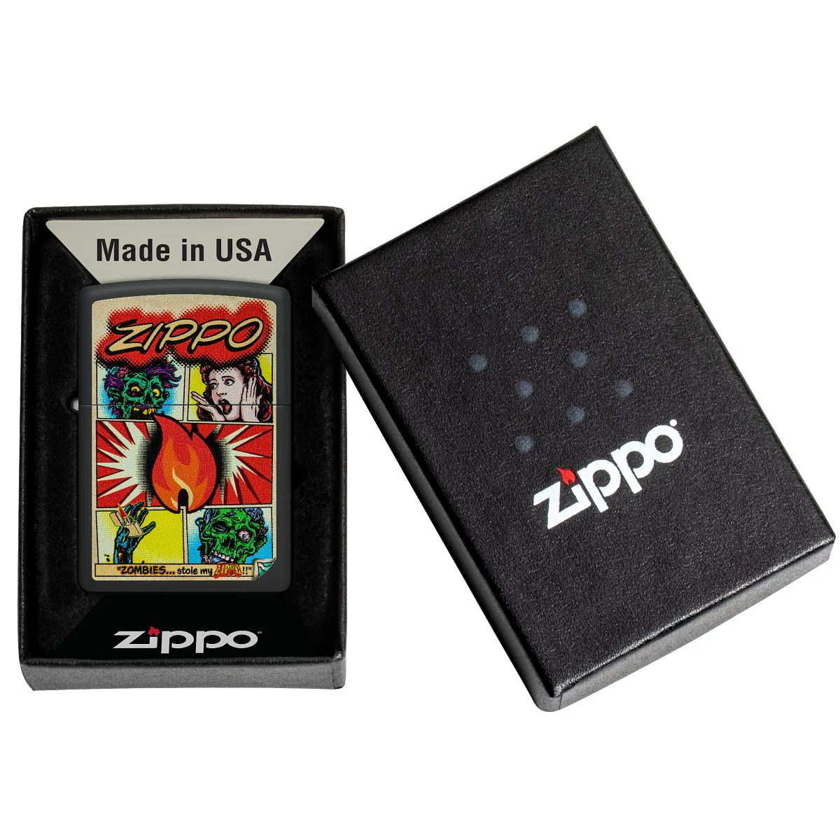 Zippo Lighter: Comic Book Zombies - Black Matte 46229 - Image 6