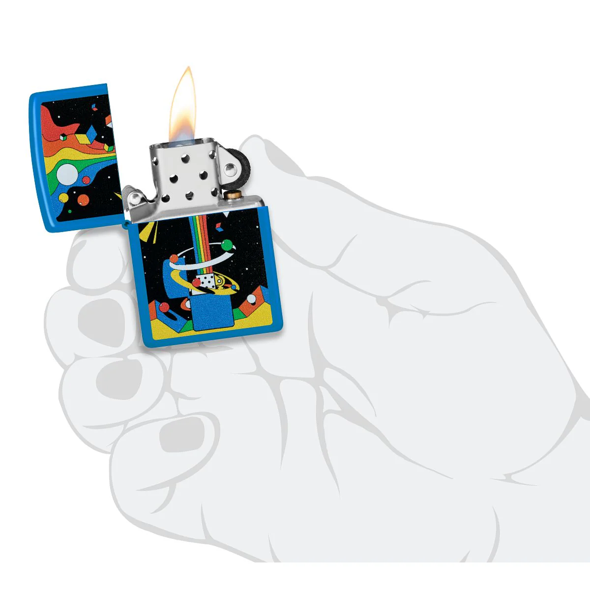 Zippo Lighter: Cosmic Zippo Design - Sky Blue Matte 46155 - Image 5