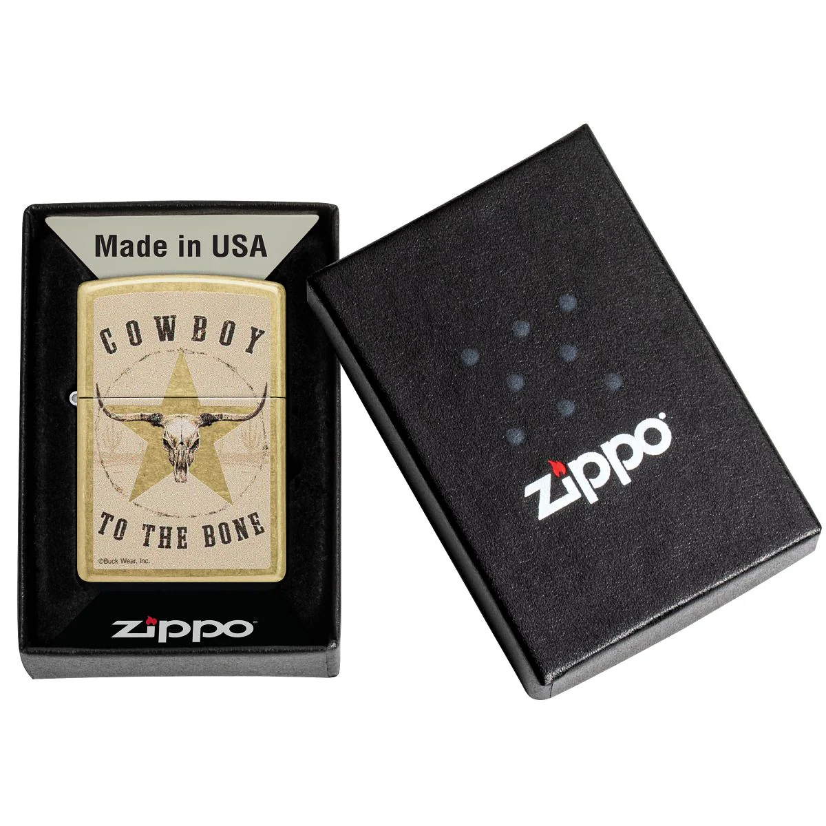 Zippo Lighter: Cowboy to the Bone by Buck Wear - Tumbled Brass 48937 - Image 6