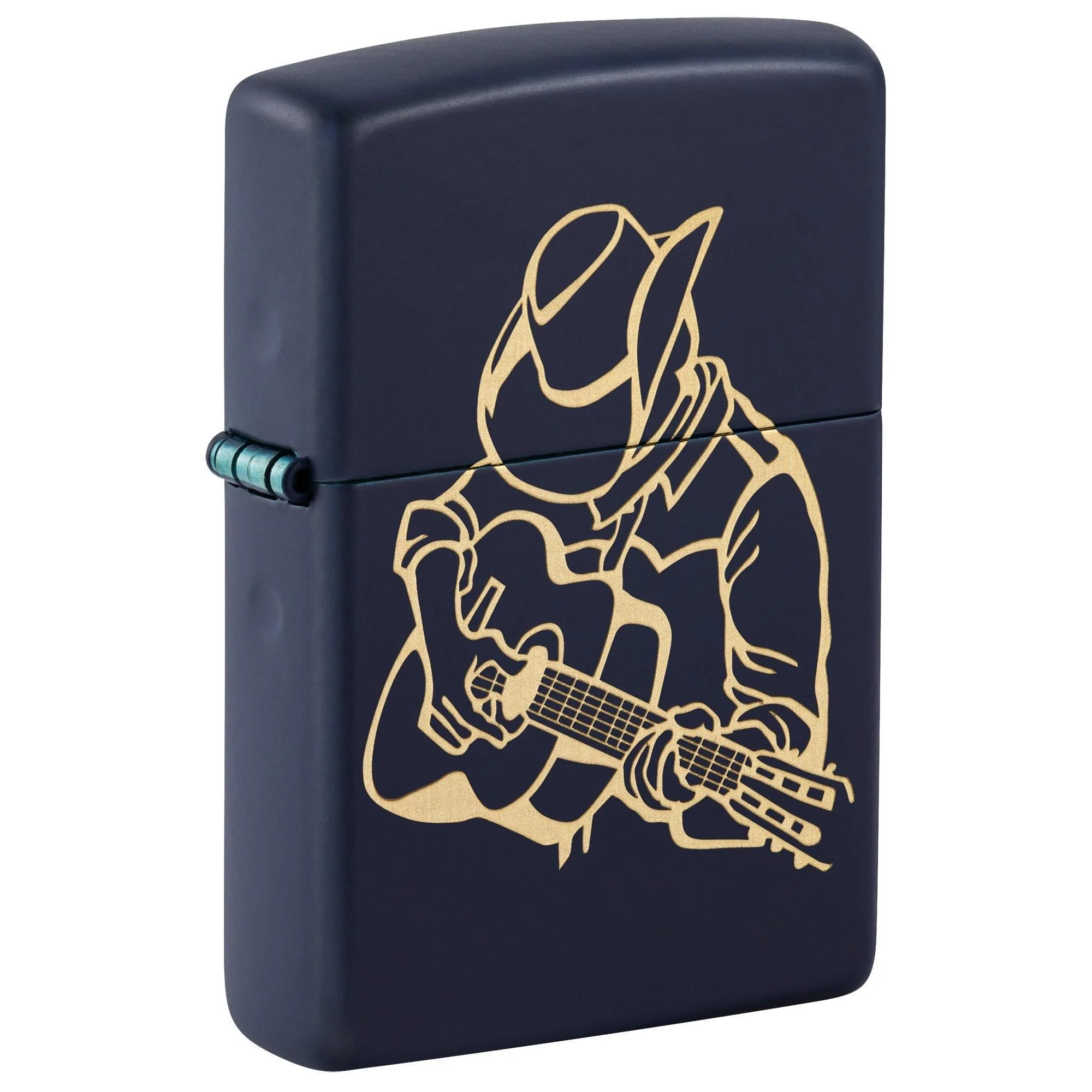 Zippo Lighter: Cowboy with Guitar, Engraved - Navy Matte 81586