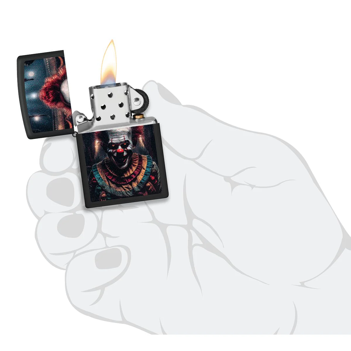 Zippo Lighter: Creepy Clown - Black Matte 46346 - Image 5