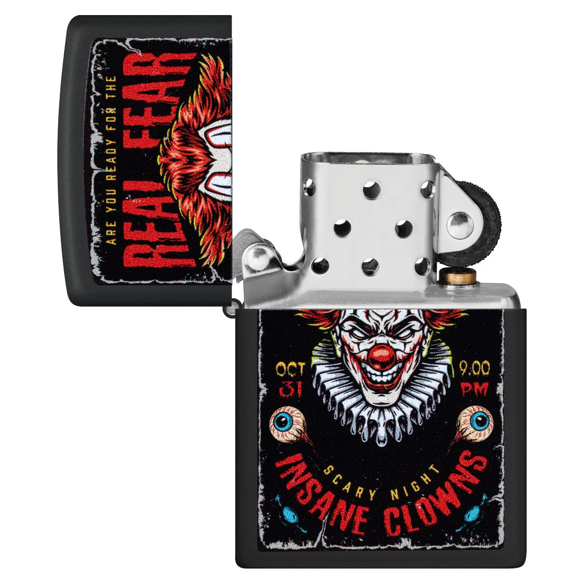 Zippo Lighter: Creepy Clown, Real Fear - Black Matte 46897 - Image 4