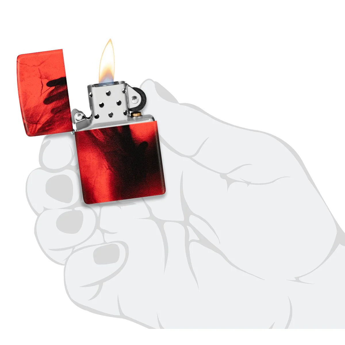 Zippo Lighter: Creepy Skull and Hand - 540 Color 46384 - Image 8