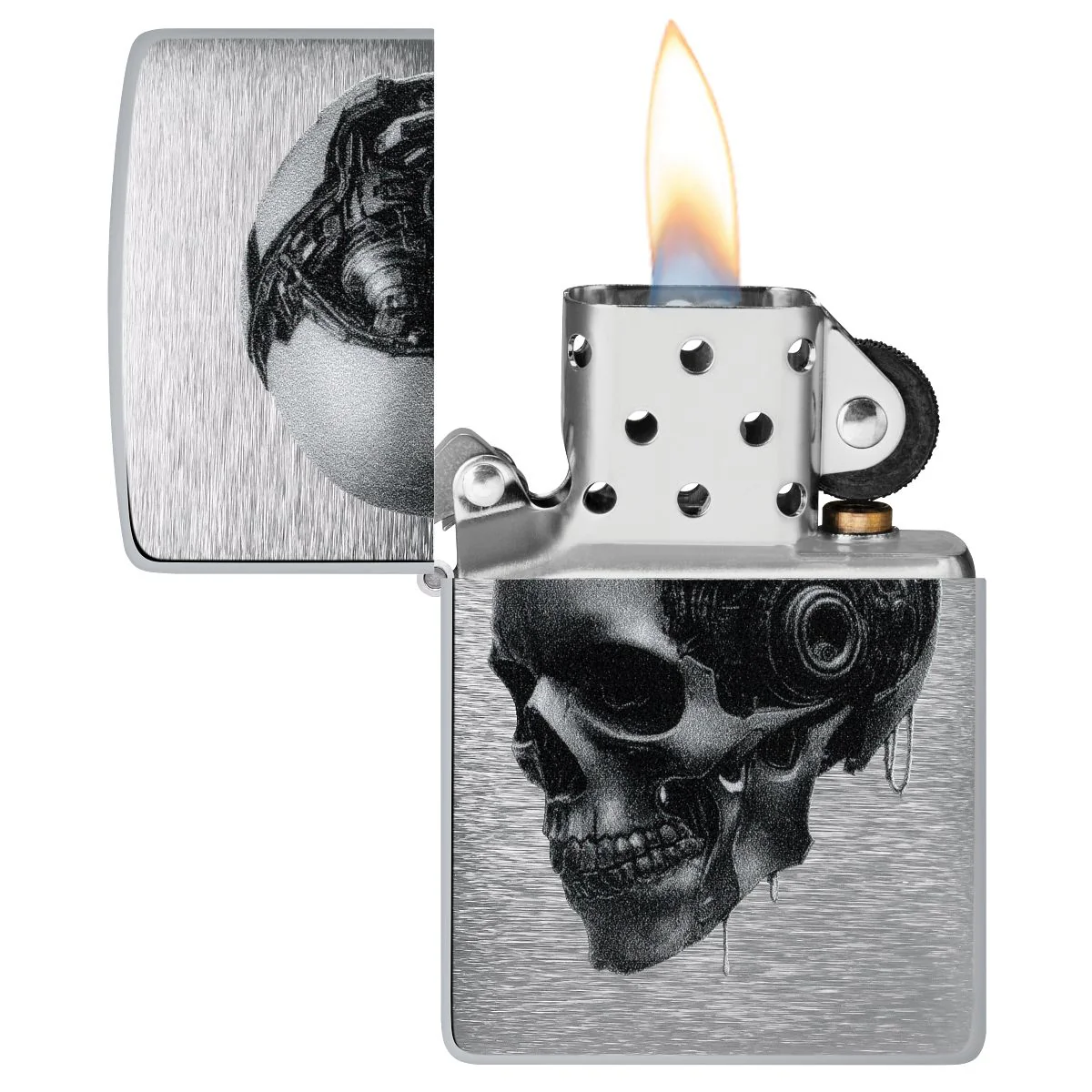 Zippo Lighter: Cyber Skull - Brushed Chrome 46890 - Image 3