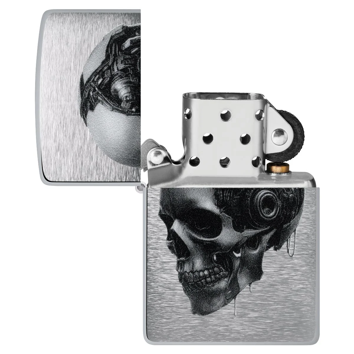 Zippo Lighter: Cyber Skull - Brushed Chrome 46890 - Image 4