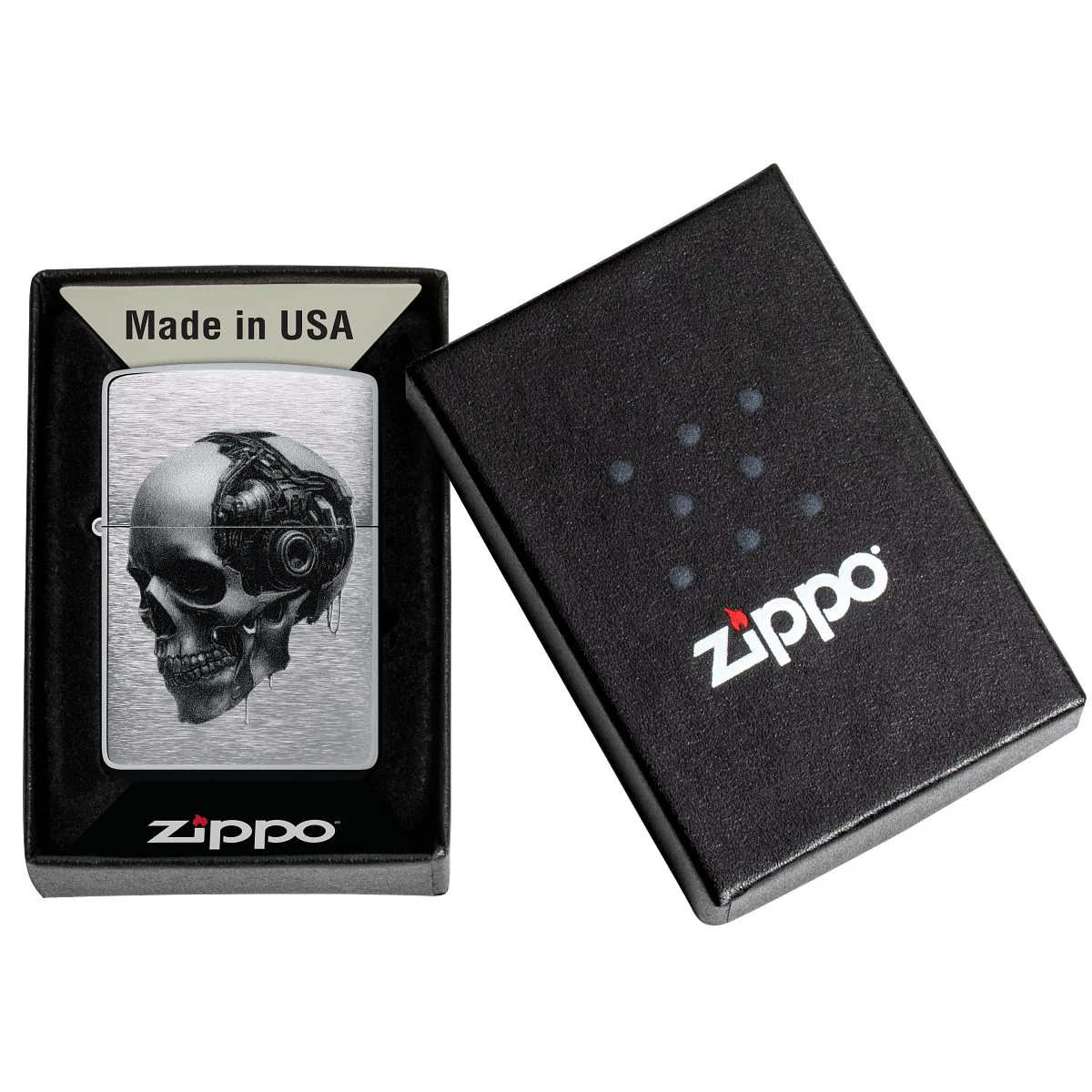 Zippo Lighter: Cyber Skull - Brushed Chrome 46890 - Image 6