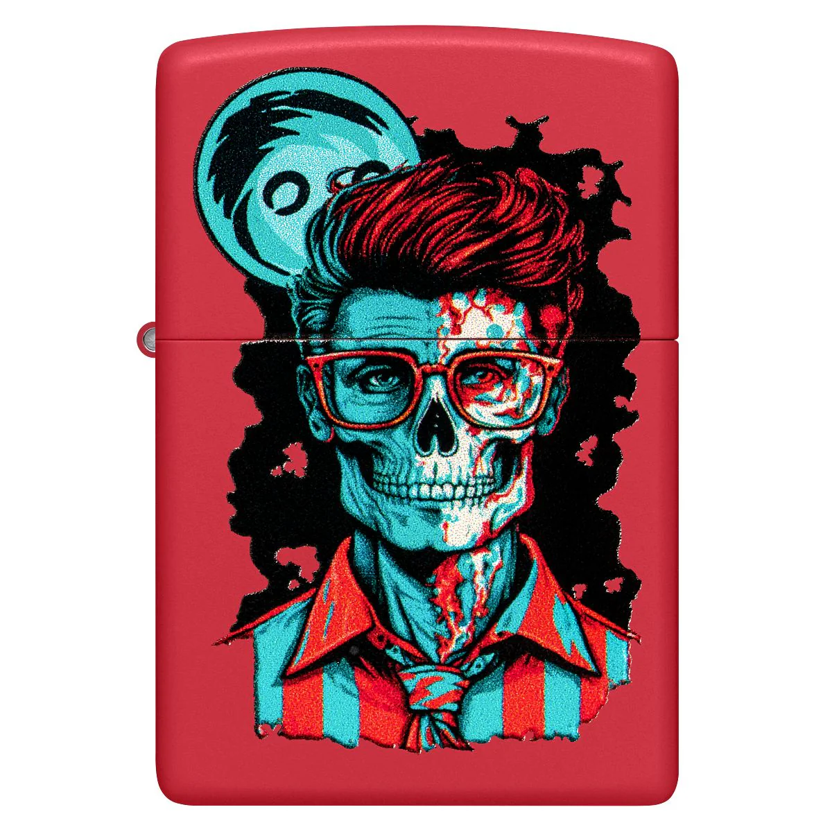 Zippo Lighter: Dapper Skeleton Design - Red Matte 46242 - Image 2