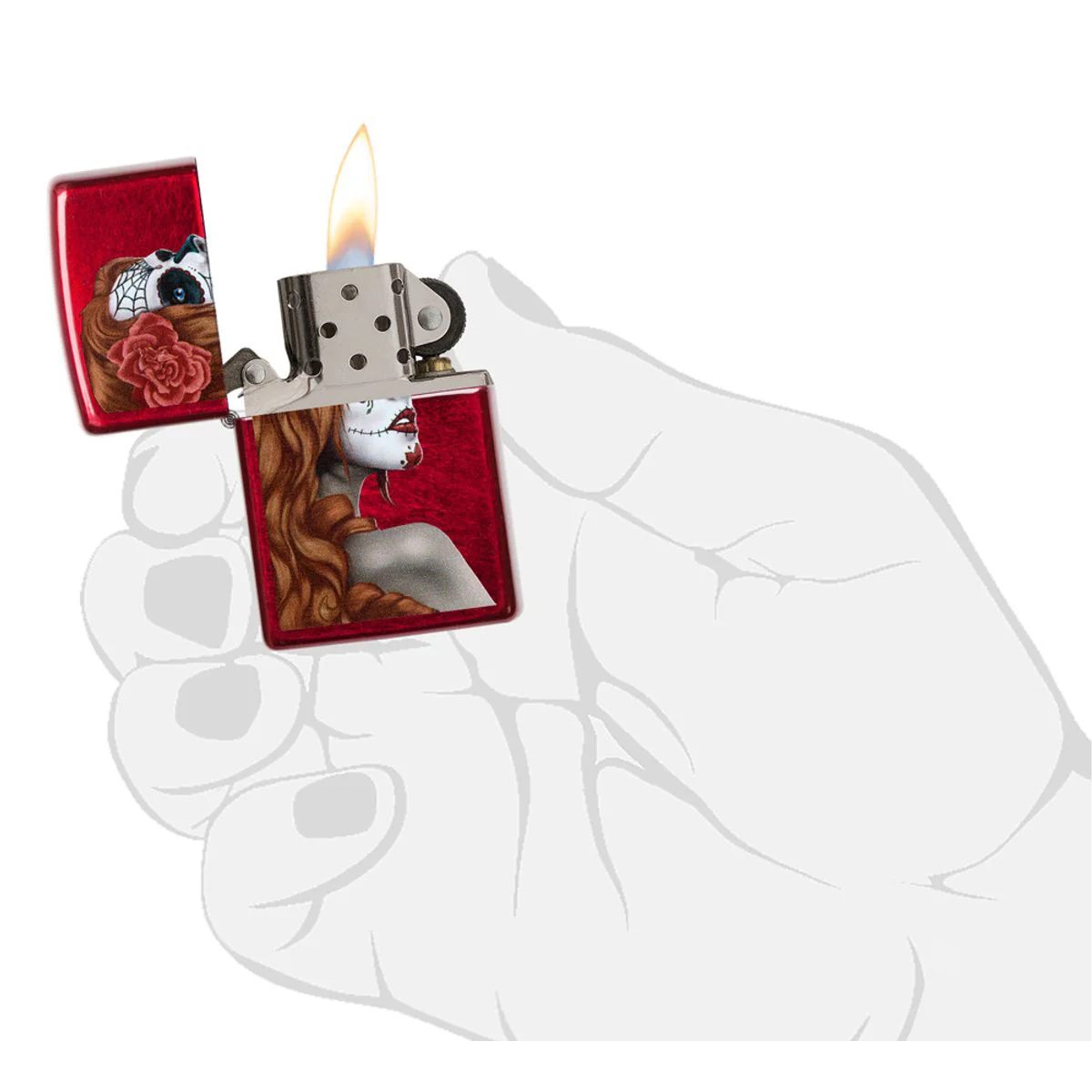 Zippo Lighter: Day of the Dead - Candy Apple Red 28830 - Image 5