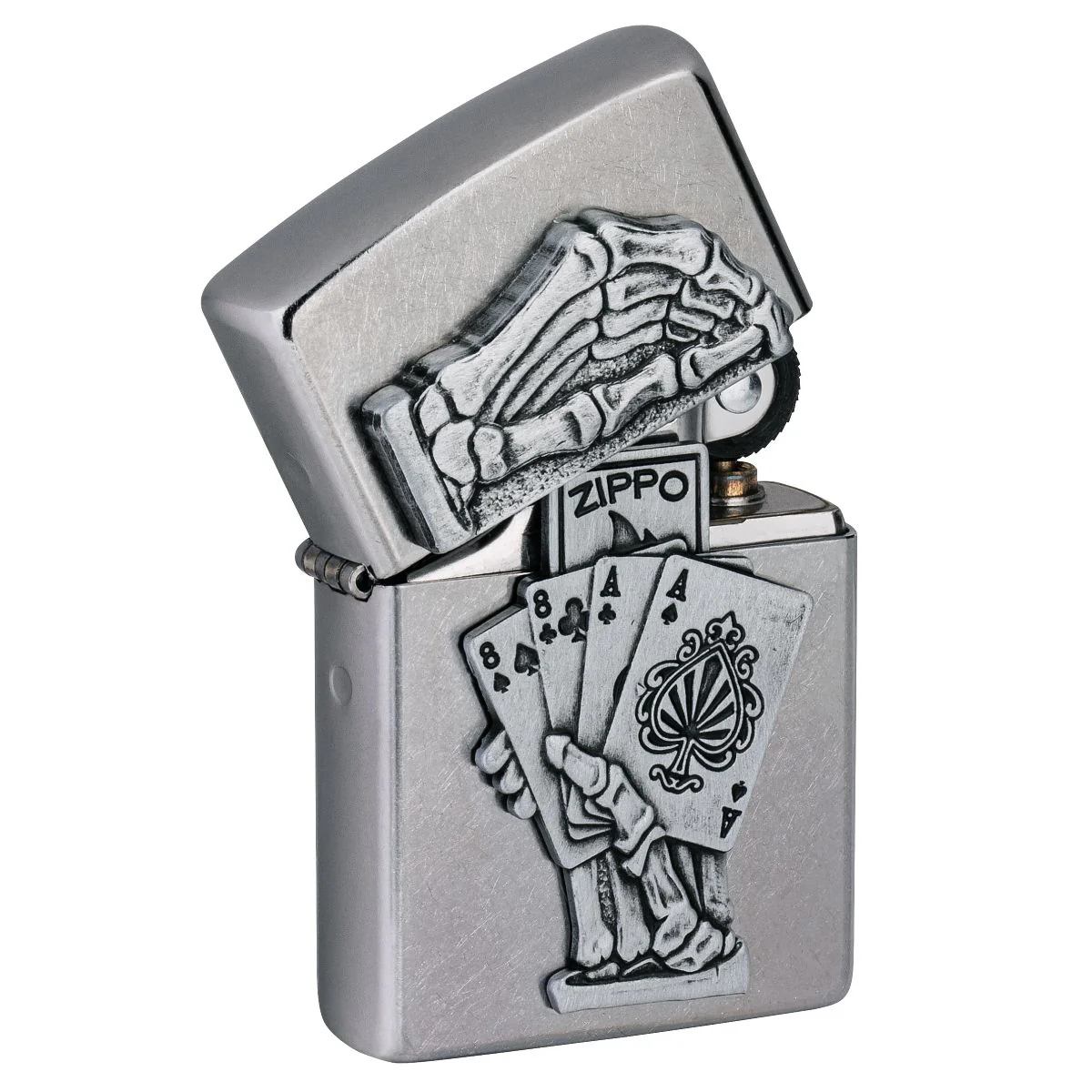 Zippo Lighter: Dead Man's Hand Emblem - Street Chrome 49536 - Image 2