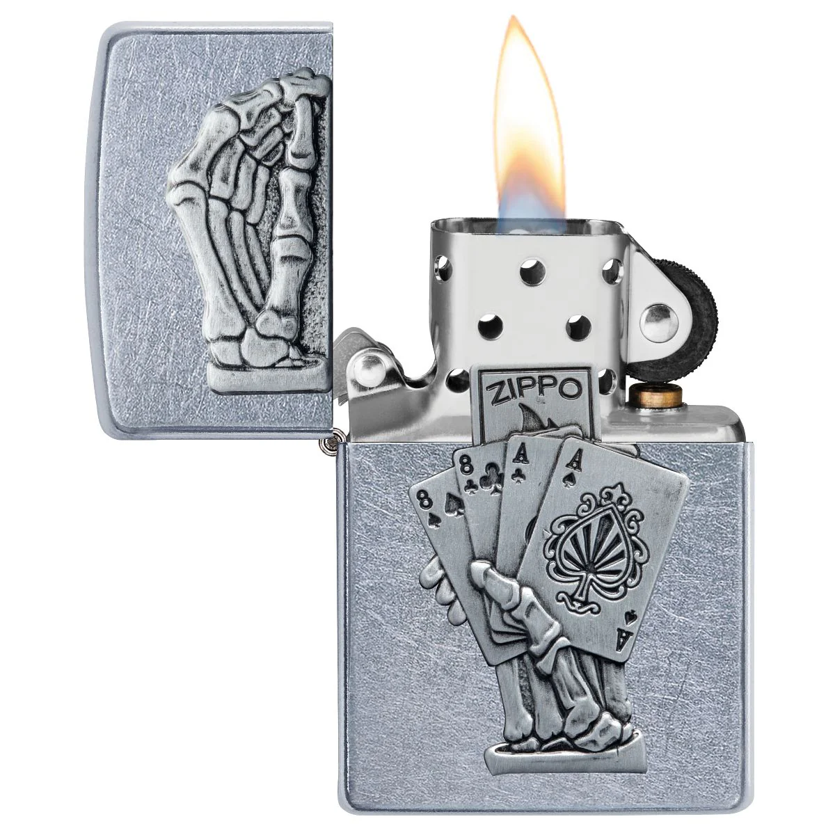 Zippo Lighter: Dead Man's Hand Emblem - Street Chrome 49536 - Image 4