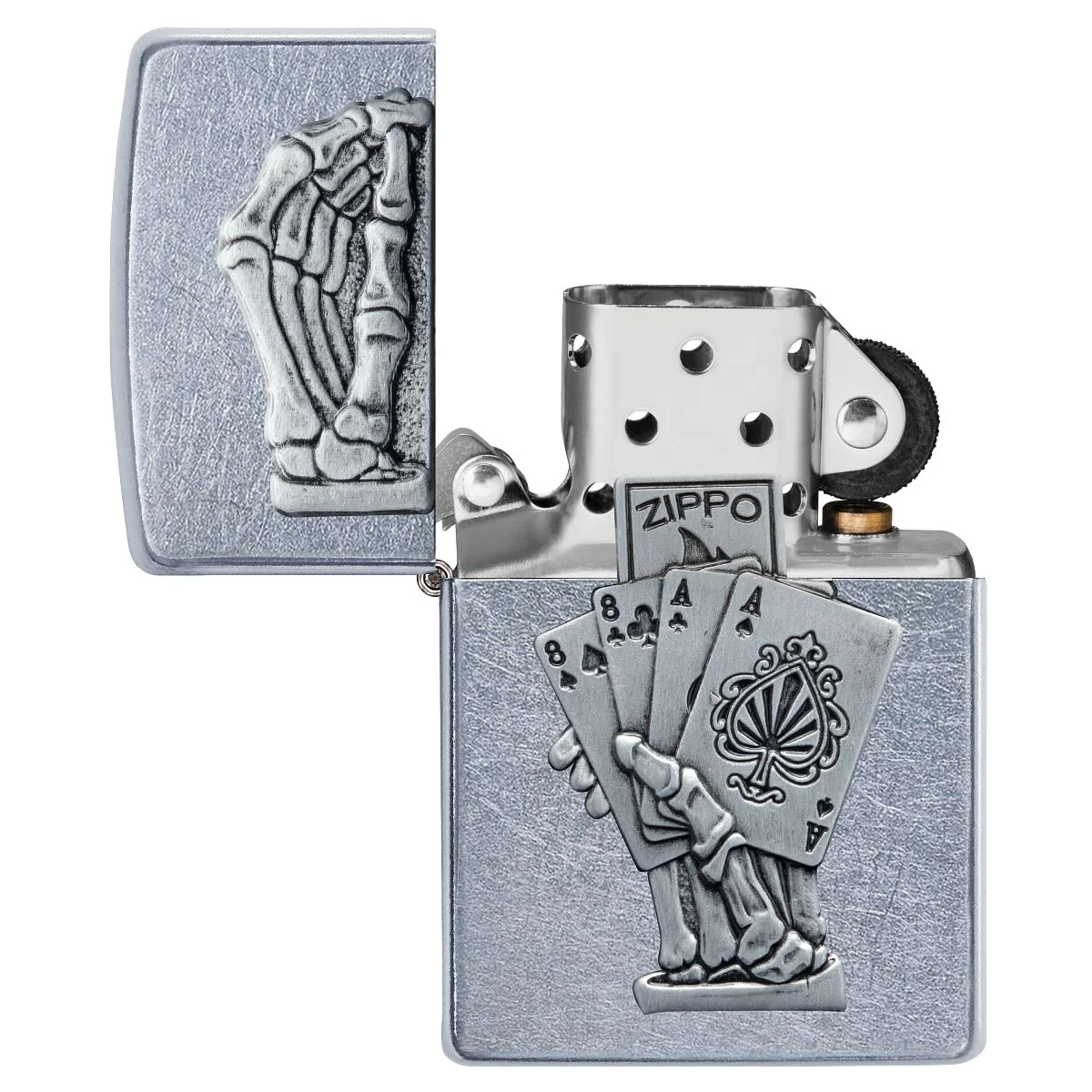 Zippo Lighter: Dead Man's Hand Emblem - Street Chrome 49536 - Image 5