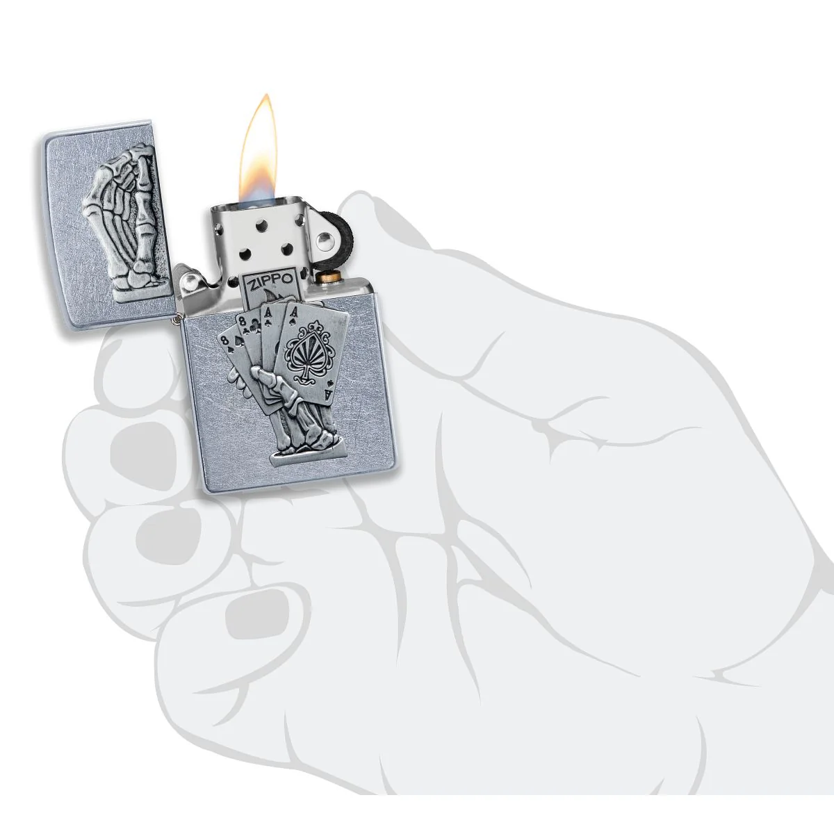 Zippo Lighter: Dead Man's Hand Emblem - Street Chrome 49536 - Image 6