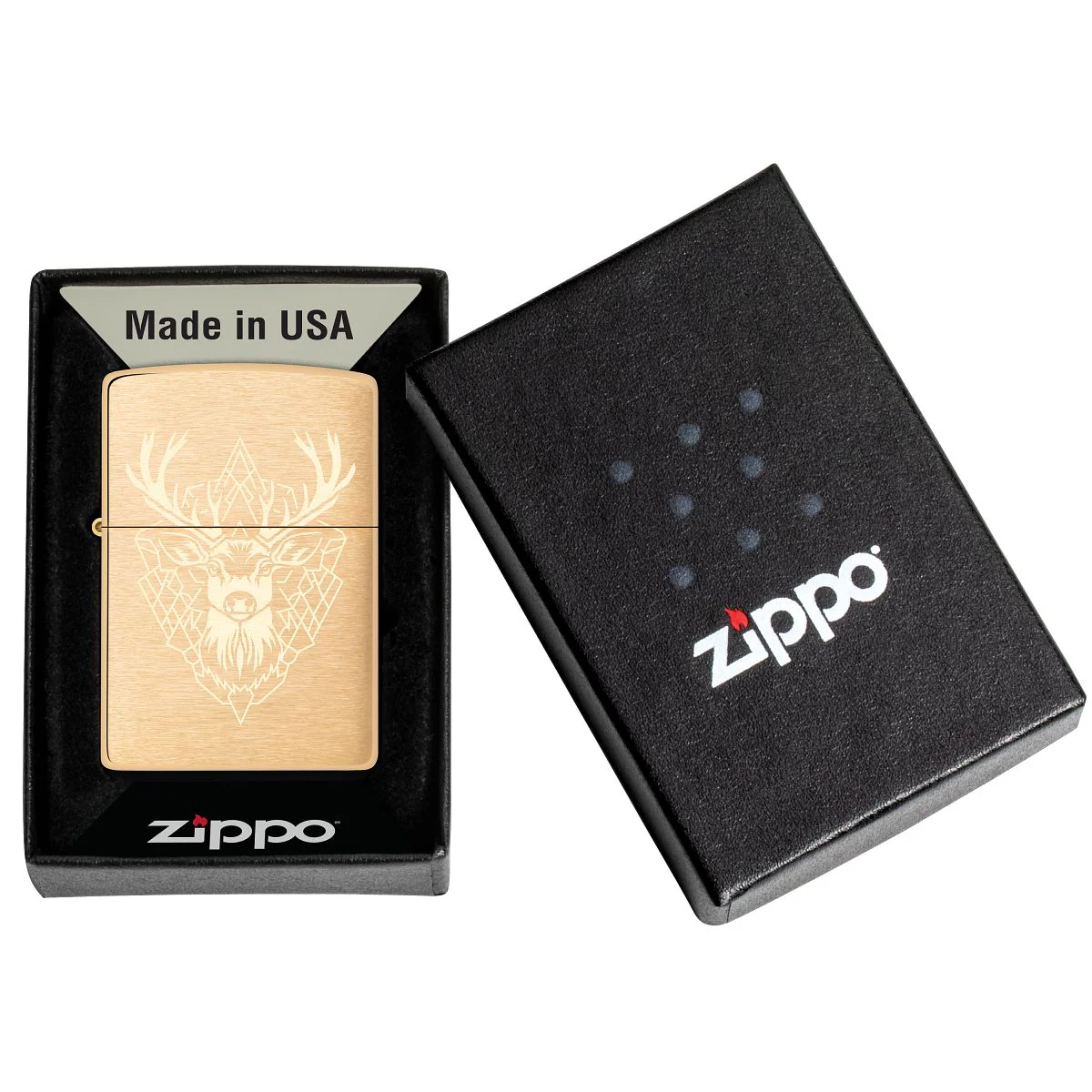 Zippo Lighter: Deer Design, Engraved - Brushed Brass 46863 - Image 6