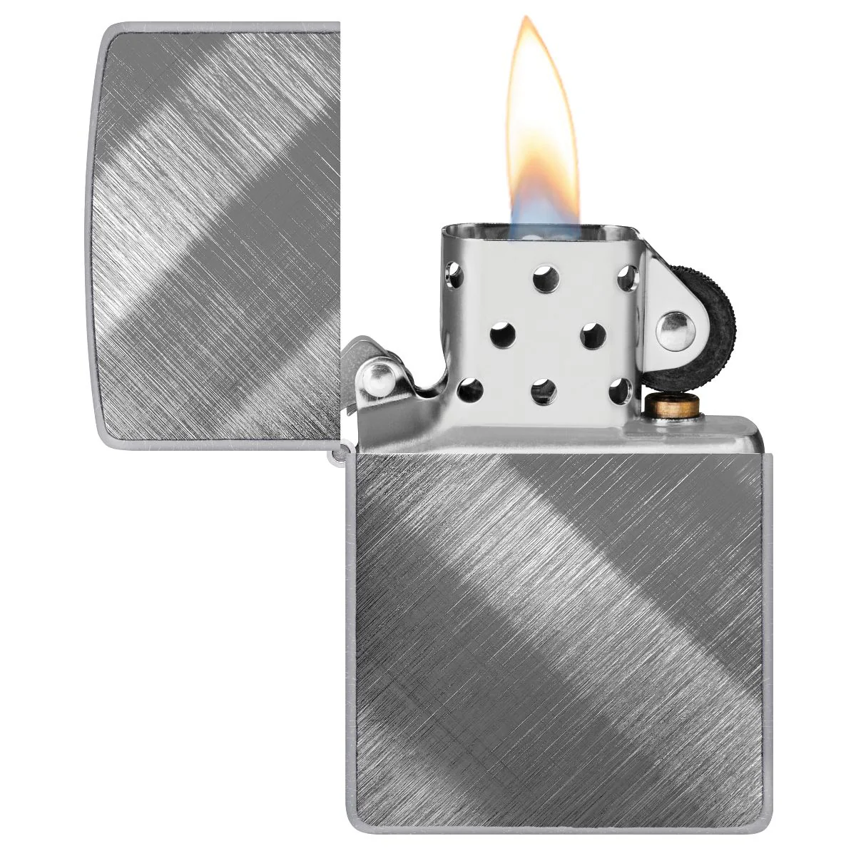 Zippo Lighter: Diagonal Weave - Brushed Chrome 28182 - Image 3